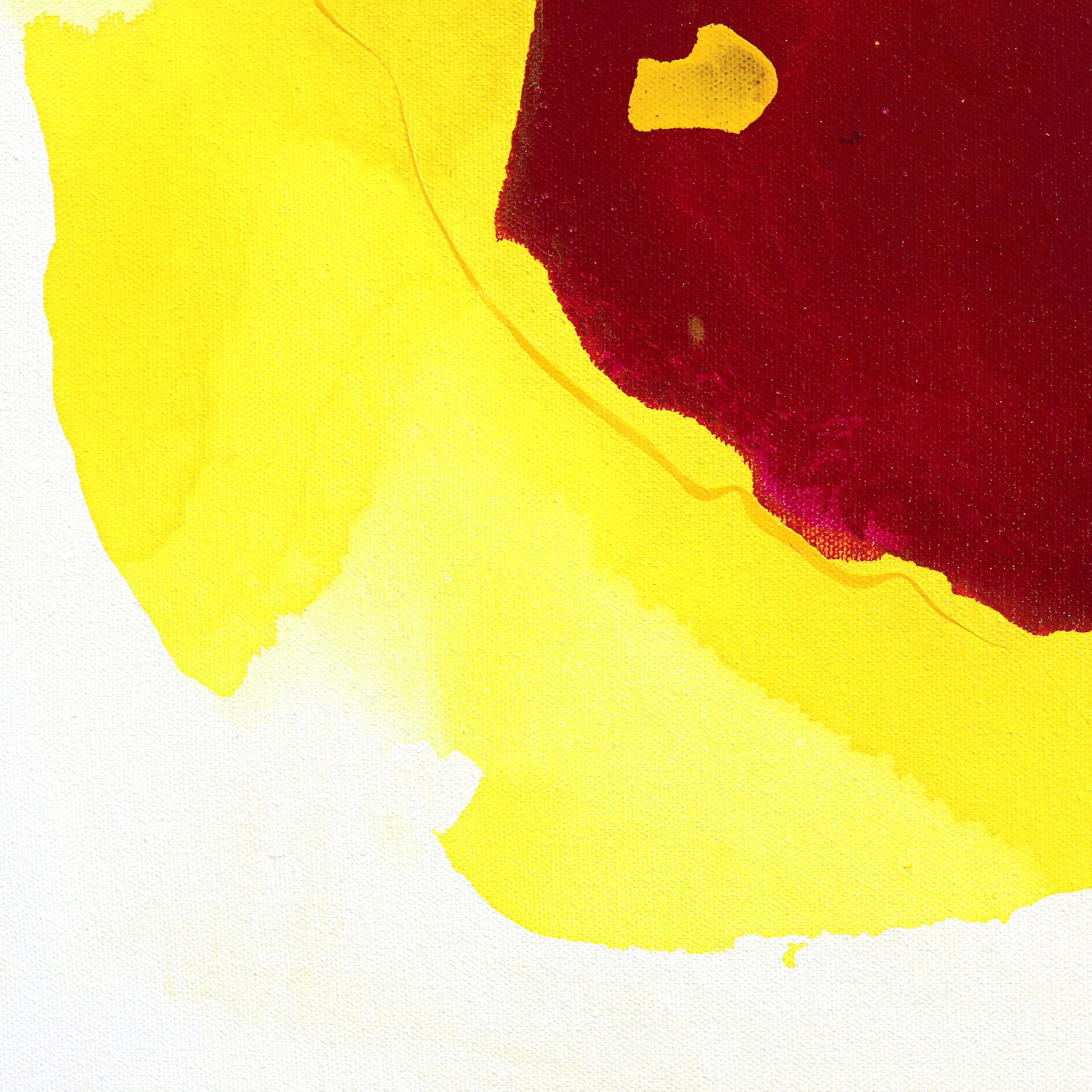 Reflections - Abstract Yellow Magenta Original Painting on Canvas For Sale 5