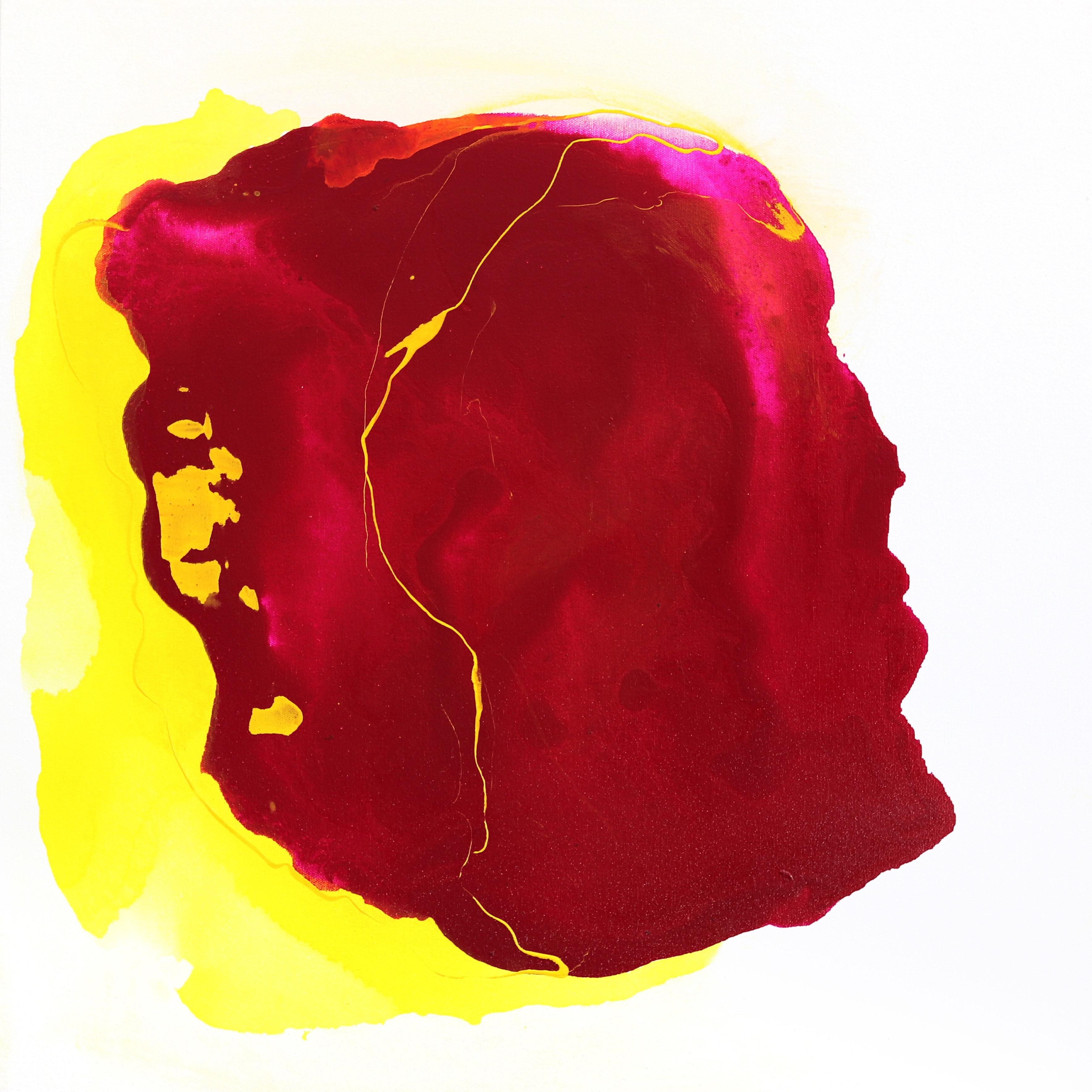 Reflections - Peinture originale sur toile jaune magenta abstraite - Mixed Media Art de Clara Berta