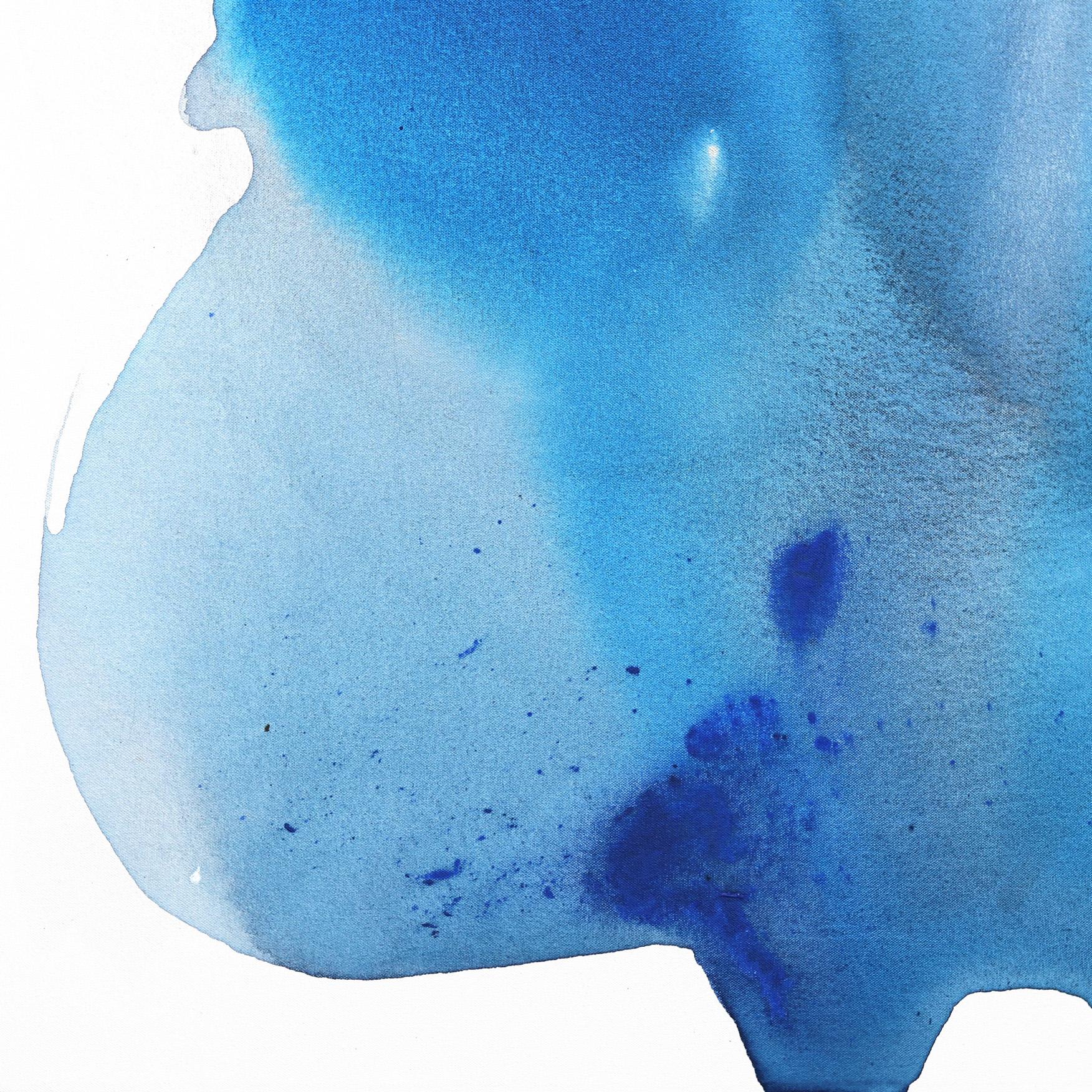 Rhapsody en bleu  - Grande peinture abstraite minimaliste bleue et blanche texturée en vente 2