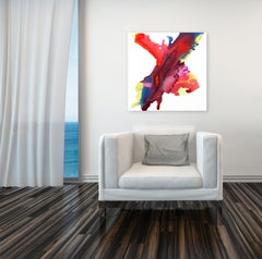 Rising - Abstract Expressionist Minimalist Color Flowing Red Blue Yellow Artwork