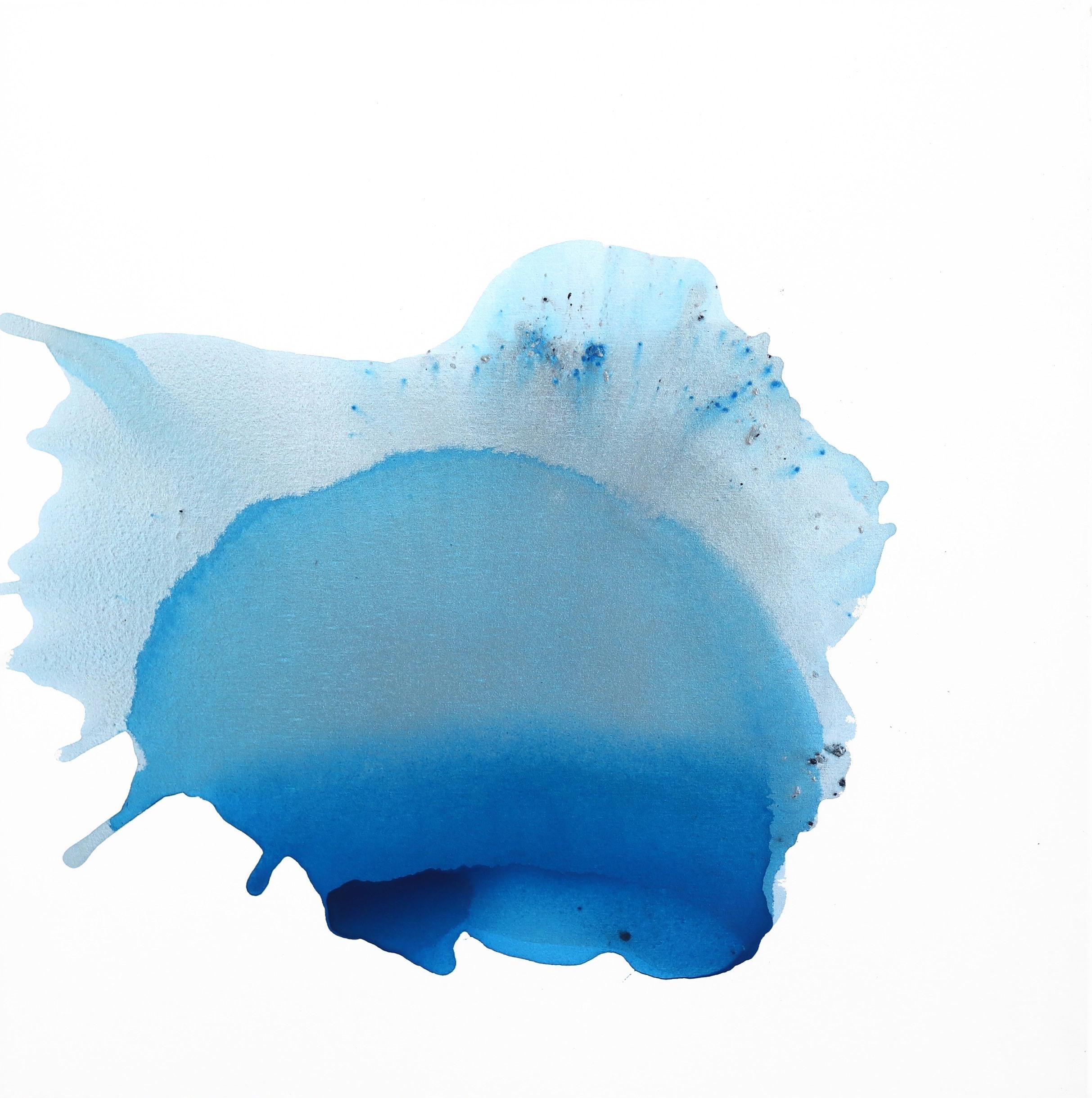 Salo Blau - Großes Original minimalistisches Aquarellgemälde auf Leinwand mit ruhigem Gemälde
