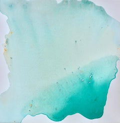 'Spring Time' Luminous watery layered biomorphic abstraction green white sparkle