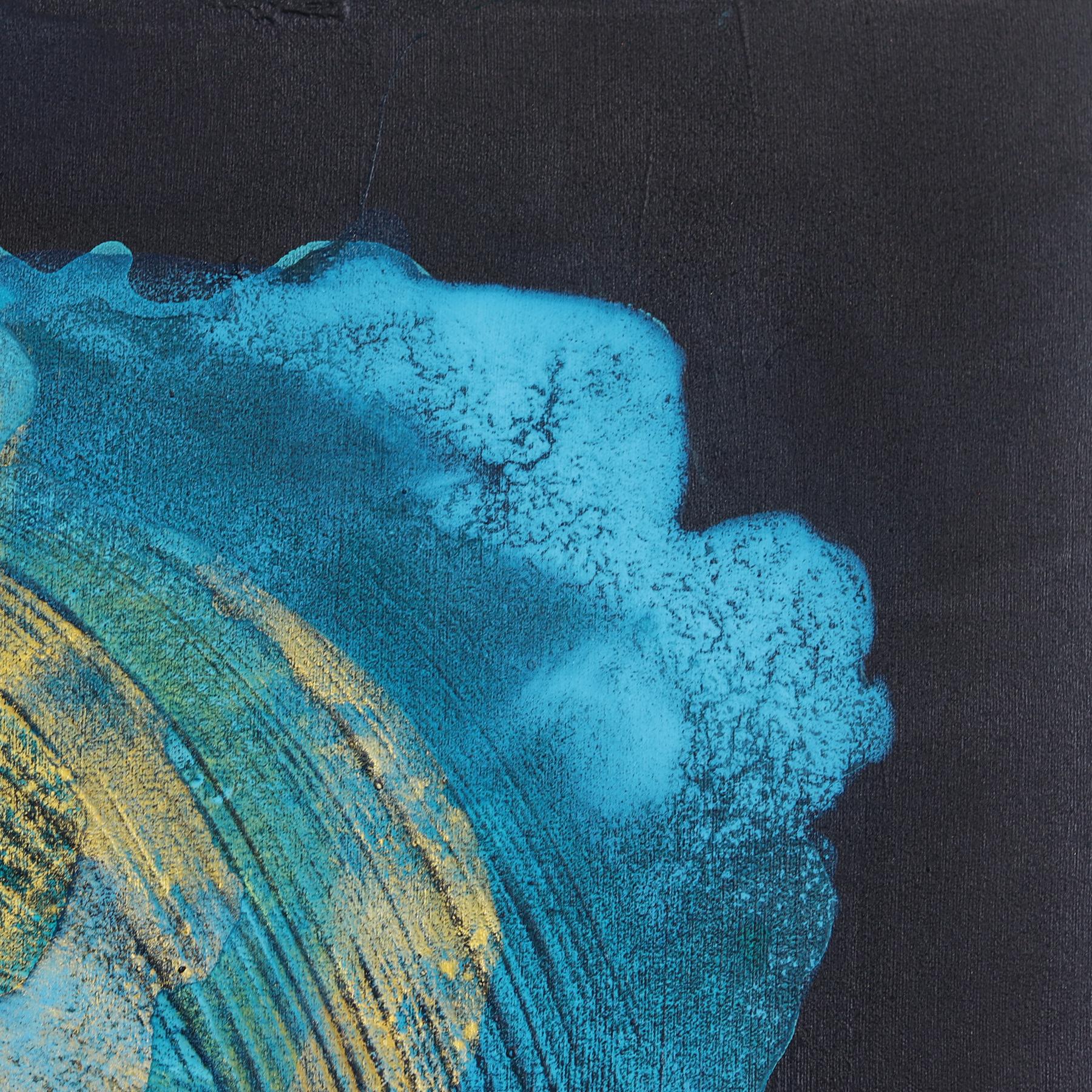 Trésors de Sarcelles -  Turquoise, peinture abstraite texturée originale - Abstrait Painting par Clara Berta