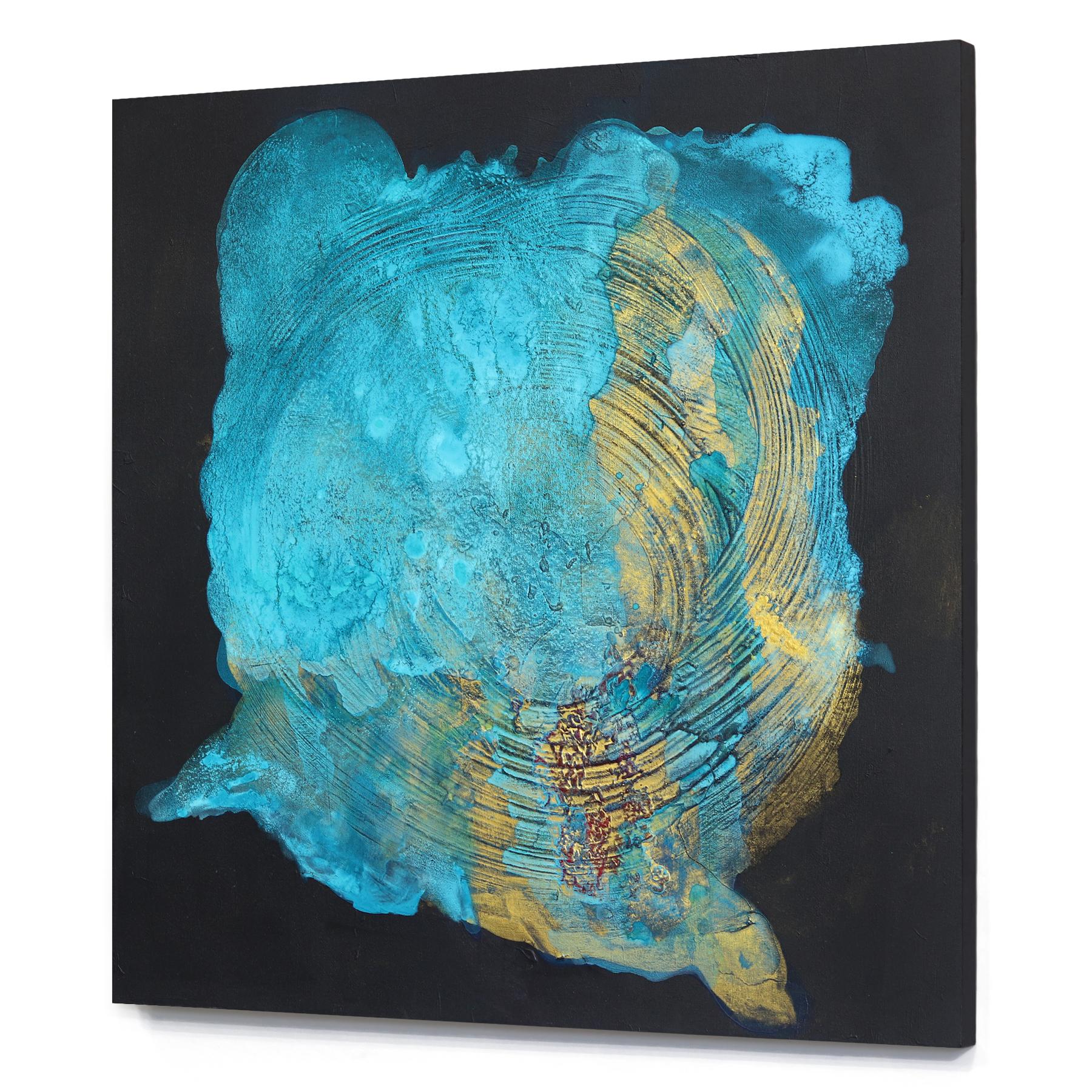 Teal Treasures -  Turquoise Original Textured Abstract Painting For Sale 3