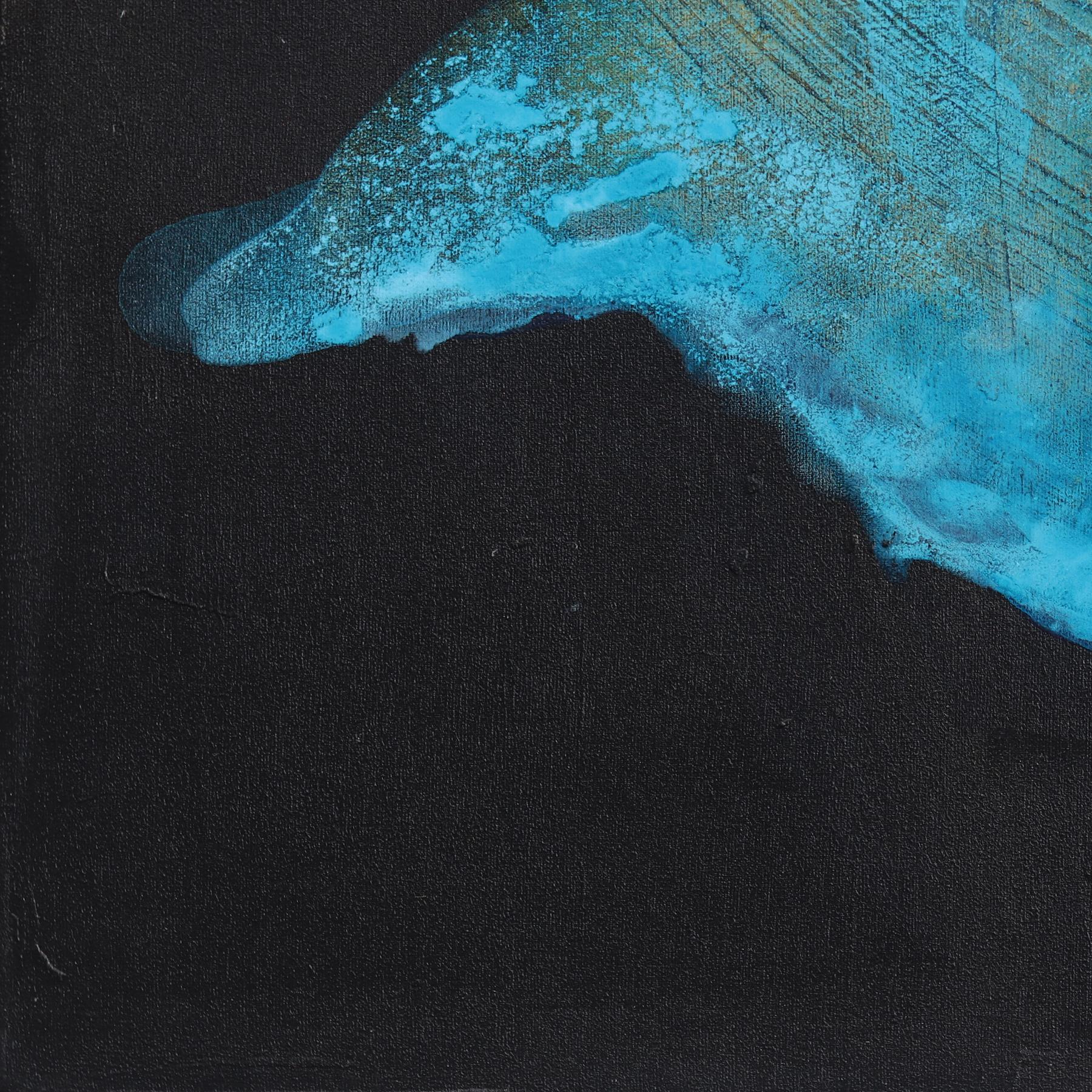 Trésors de Sarcelles -  Turquoise, peinture abstraite texturée originale en vente 1