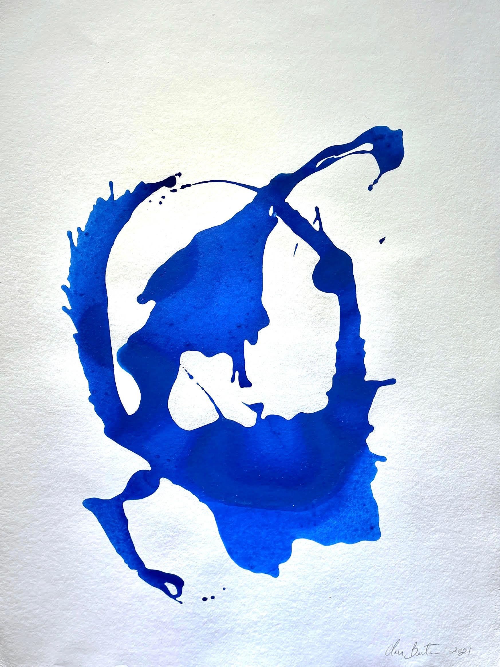 "Configurazione blu senza titolo" Brilliante astrazione acquosa di colore blu solido