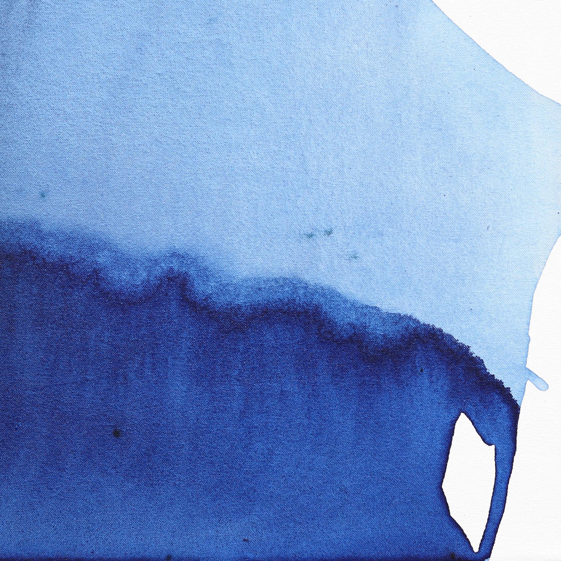 Unwavering - Blaues Original Minimalistisches abstraktes Meereslandschafts-Aquarellgemälde auf Leinwand im Angebot 5