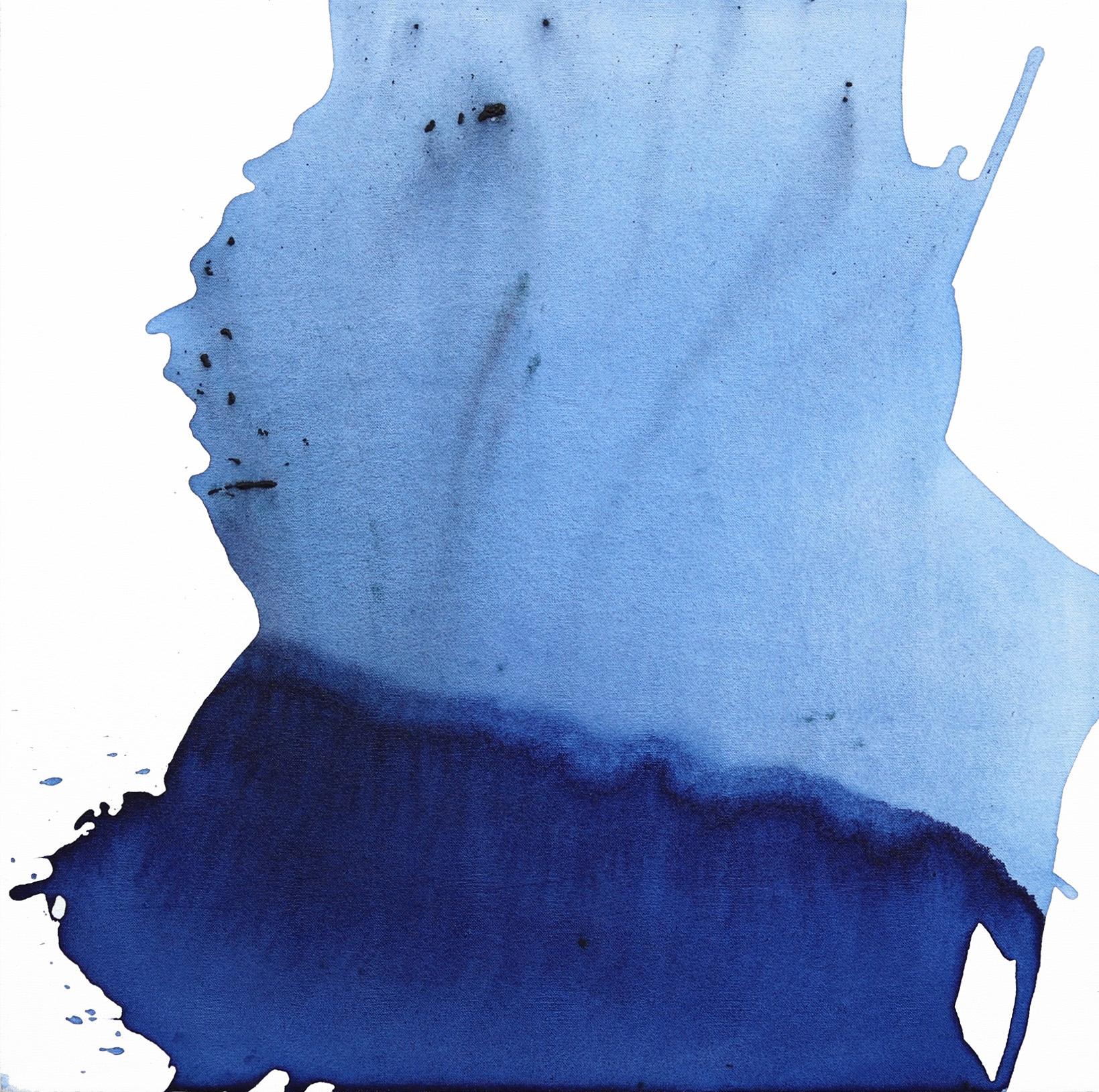 Clara Berta Abstract Painting – Unwavering - Blaues Original Minimalistisches abstraktes Meereslandschafts-Aquarellgemälde auf Leinwand