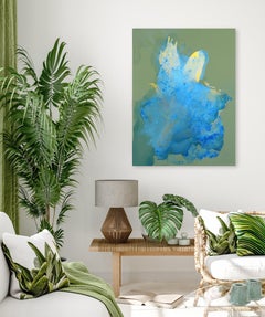 Whispers of Wild - Original Green Blue and Gold Abstract Contemporary Artwork