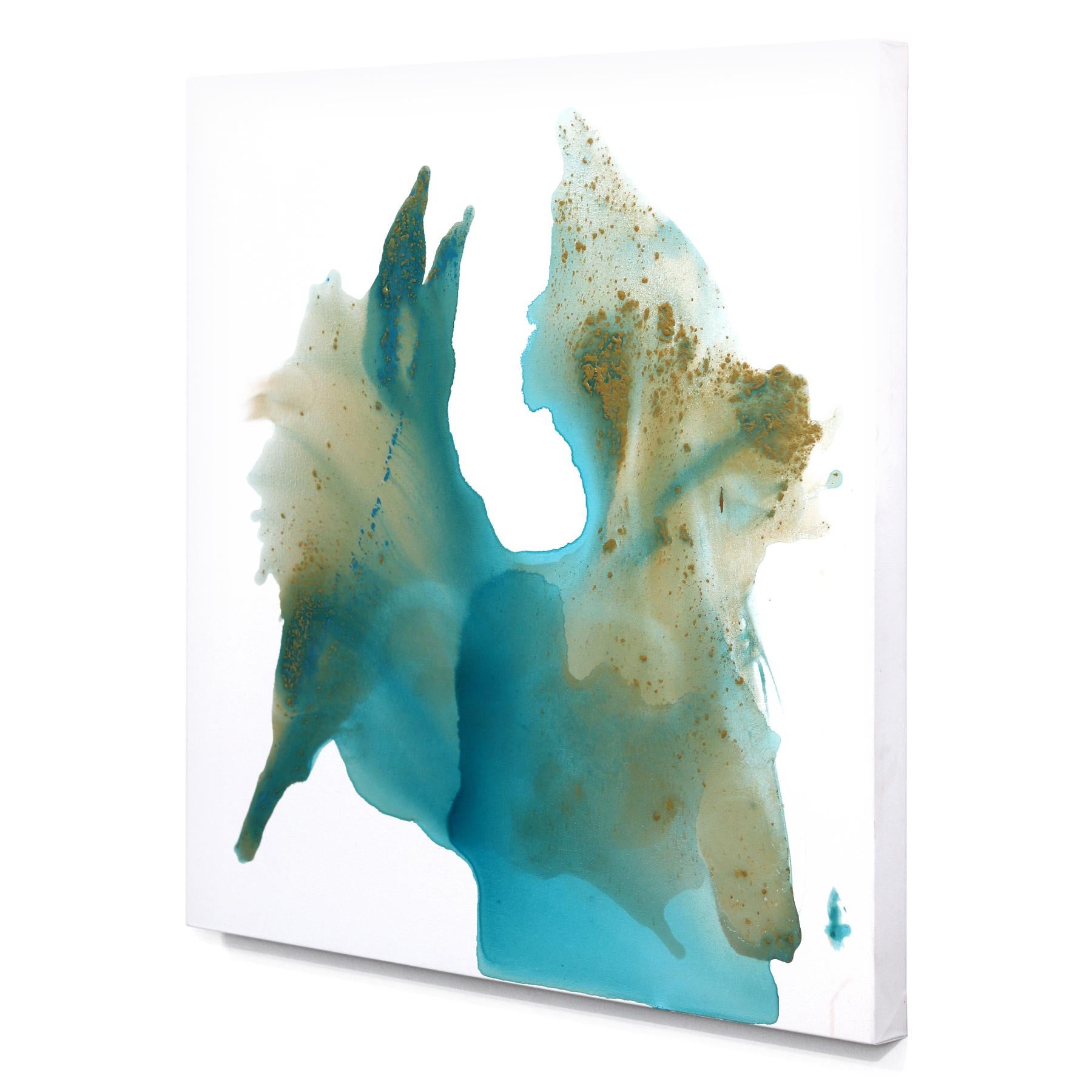 Wings of Love - Original Minimalist Erdton abstrakte zeitgenössische Malerei (Blau), Abstract Painting, von Clara Berta