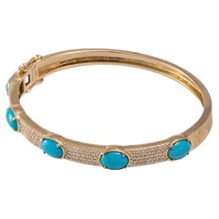 Clara Bracelet - Large Diamond & Turquoise Bracelet in 14k Gold