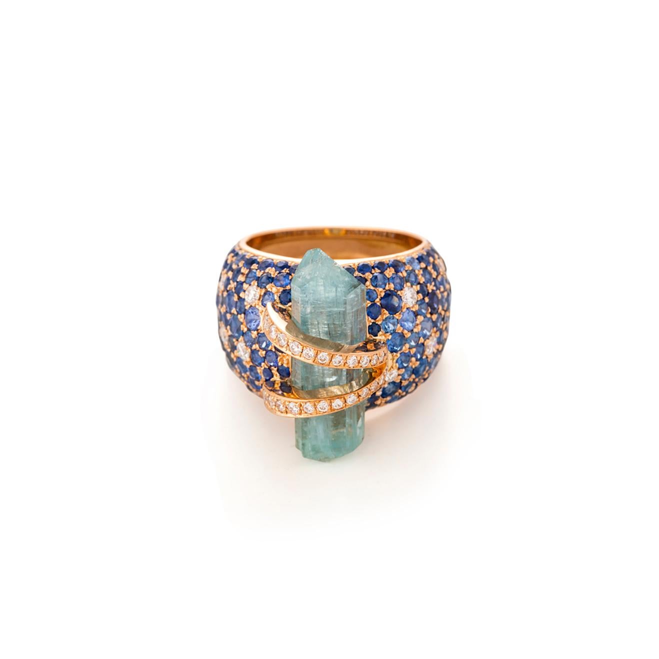aquamarine and sapphire ring