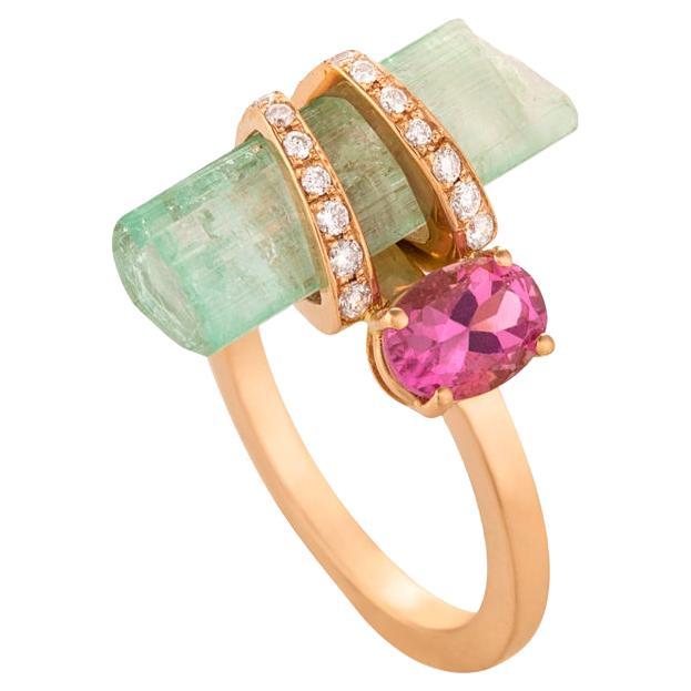 Clara Chehab's Pink and Green Tourmaline Ring For Sale