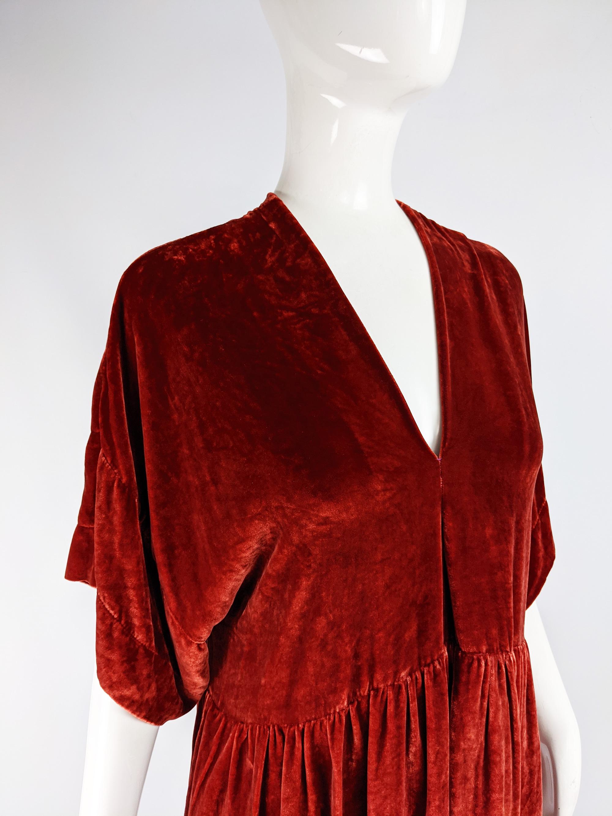 Women's Clara Collins Paris Red Silk Velvet Oversized Dress