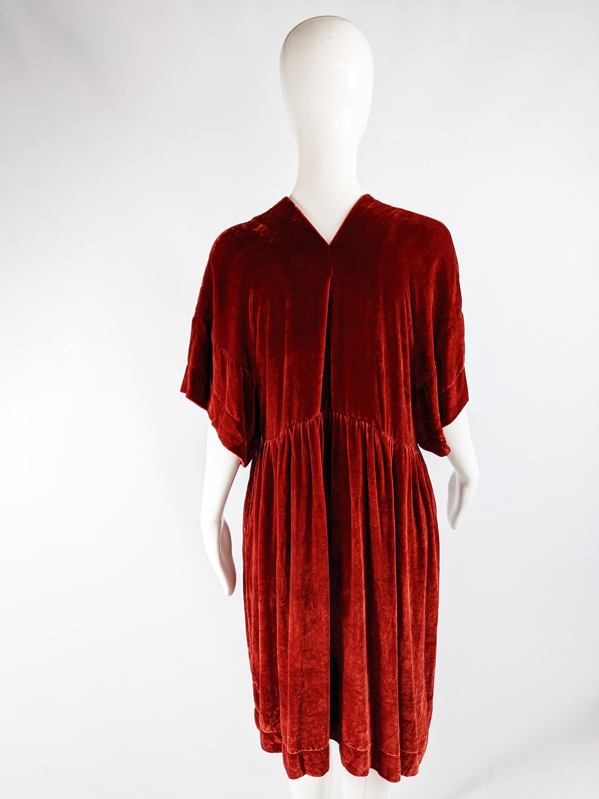 Clara Collins Paris Red Silk Velvet Oversized Dress 1