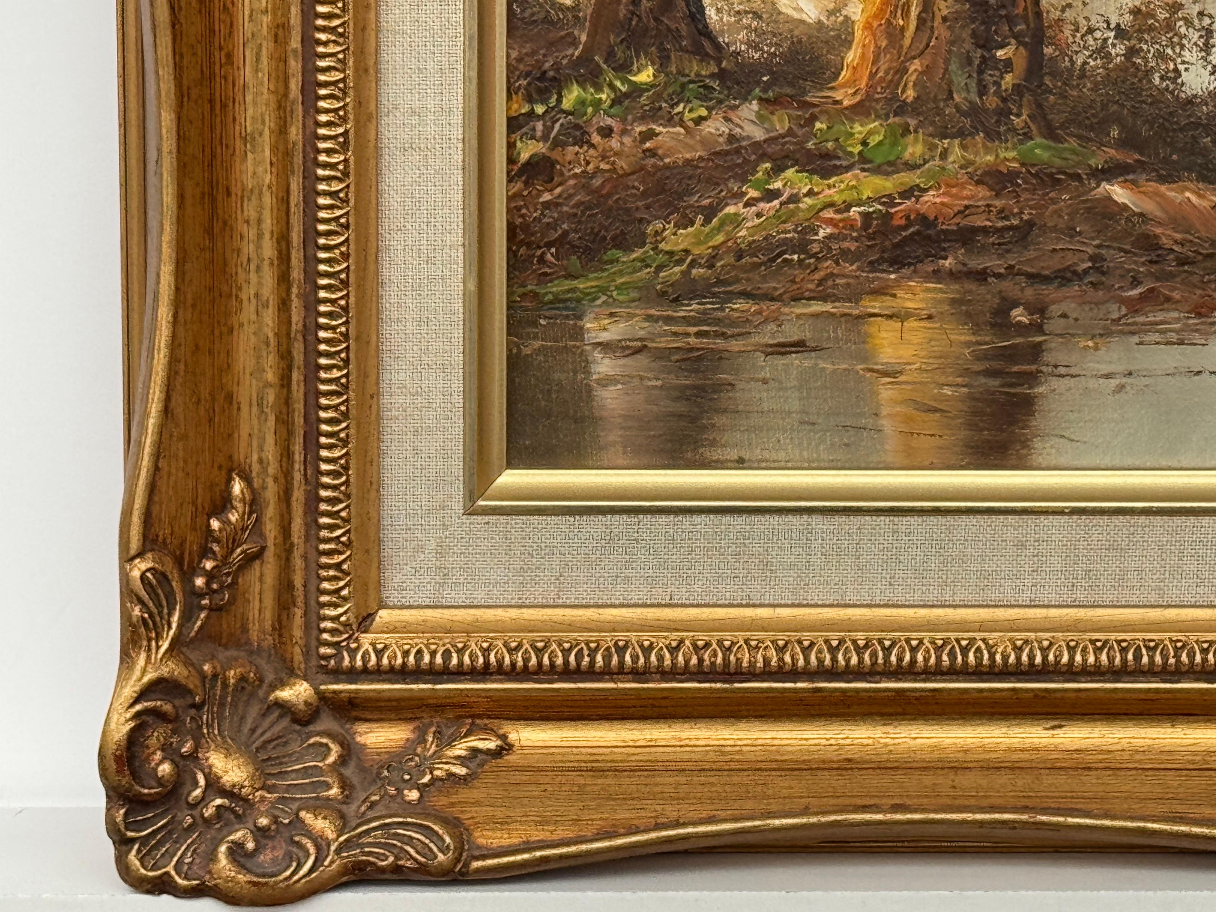 Paysage forestier - une peinture à l'huile ancienne de l'artiste américain du 19e siècle en vente 6