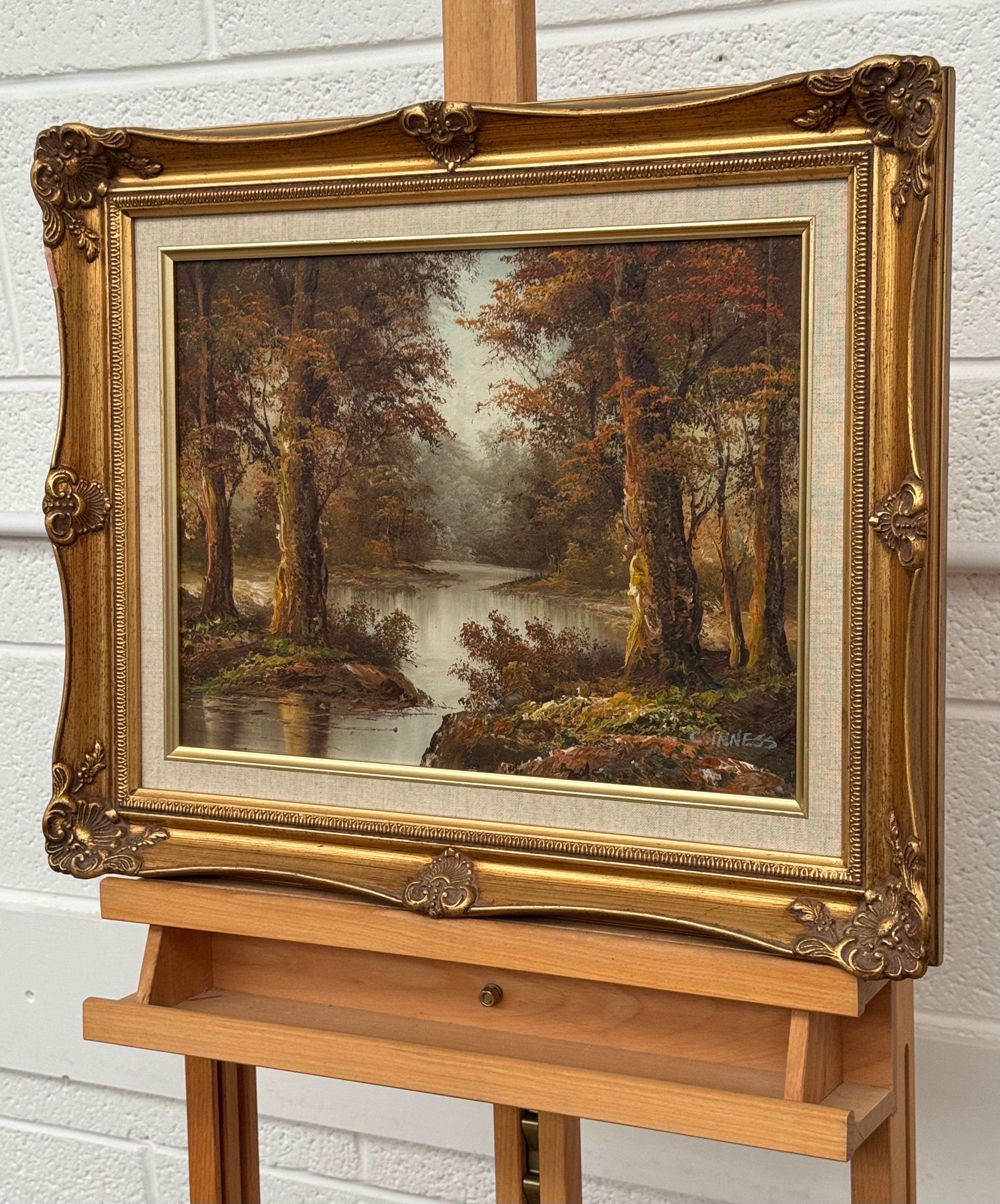 Paysage forestier - une peinture à l'huile ancienne de l'artiste américain du 19e siècle en vente 7