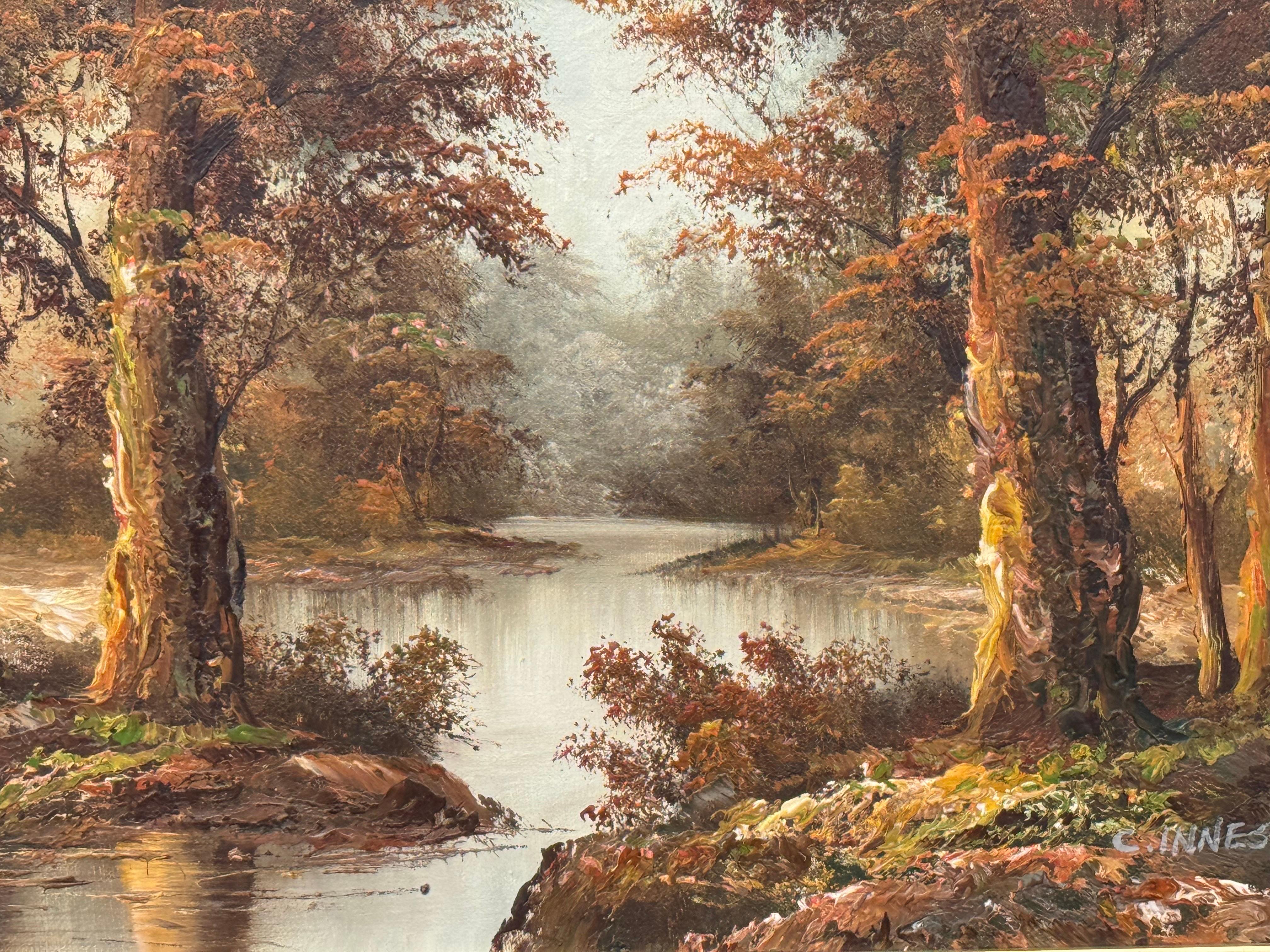 Paysage forestier - une peinture à l'huile ancienne de l'artiste américain du 19e siècle - Réalisme américain Painting par Clara Davis Inness