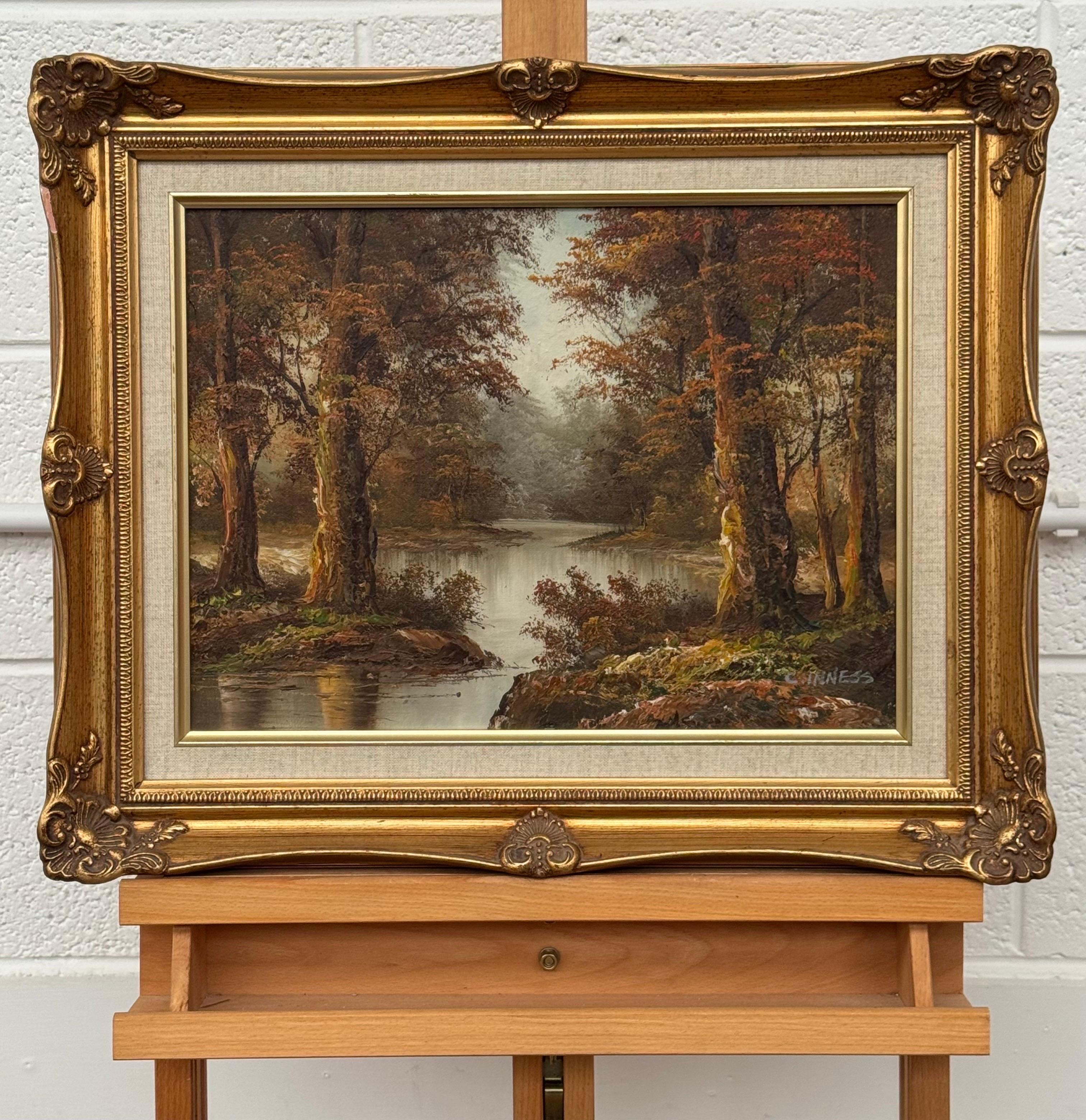 Paysage forestier - une peinture à l'huile ancienne de l'artiste américain du 19e siècle - Marron Figurative Painting par Clara Davis Inness