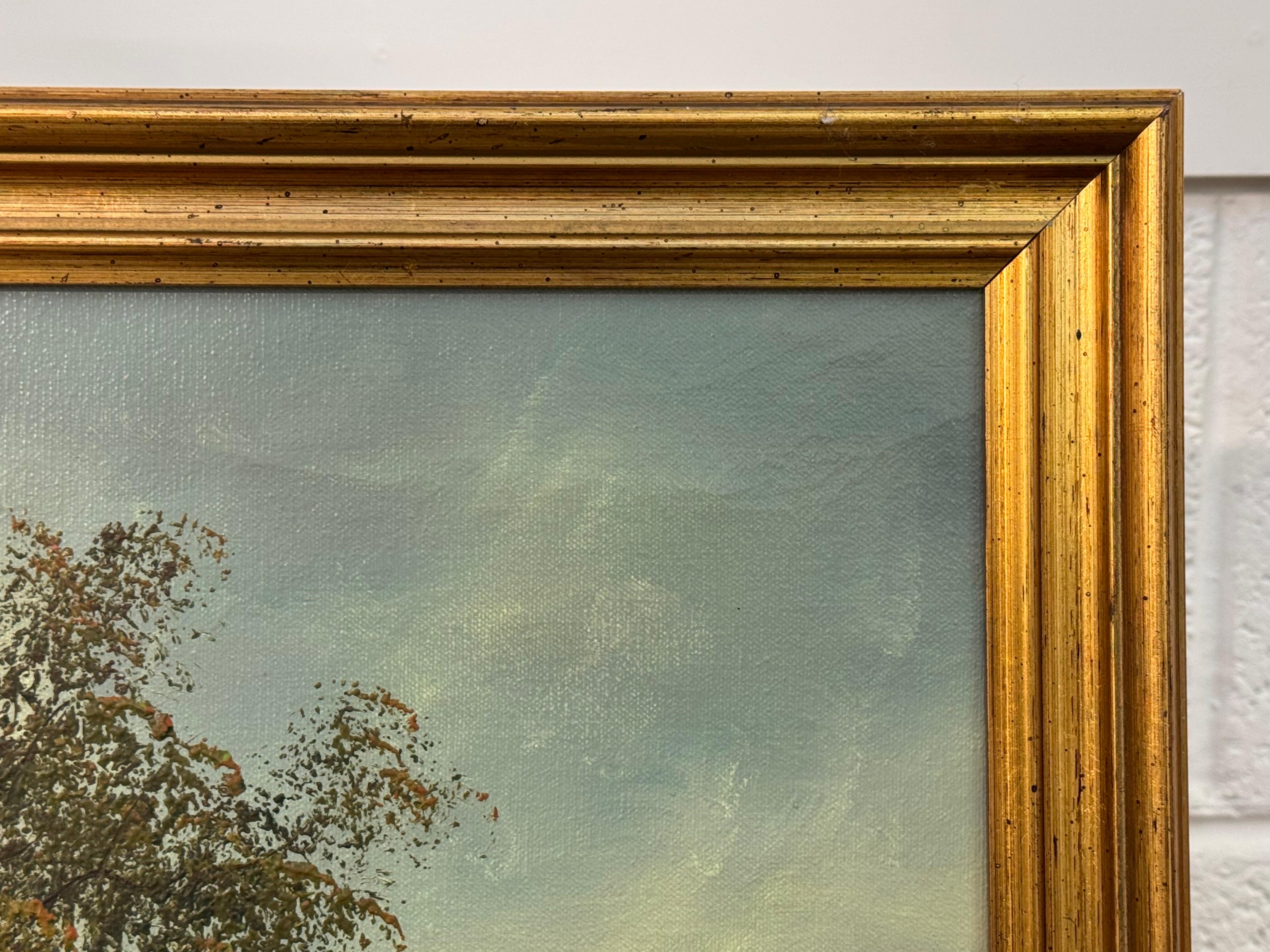 Paisaje forestal - un óleo antiguo de un artista estadounidense del siglo XIX en venta 1