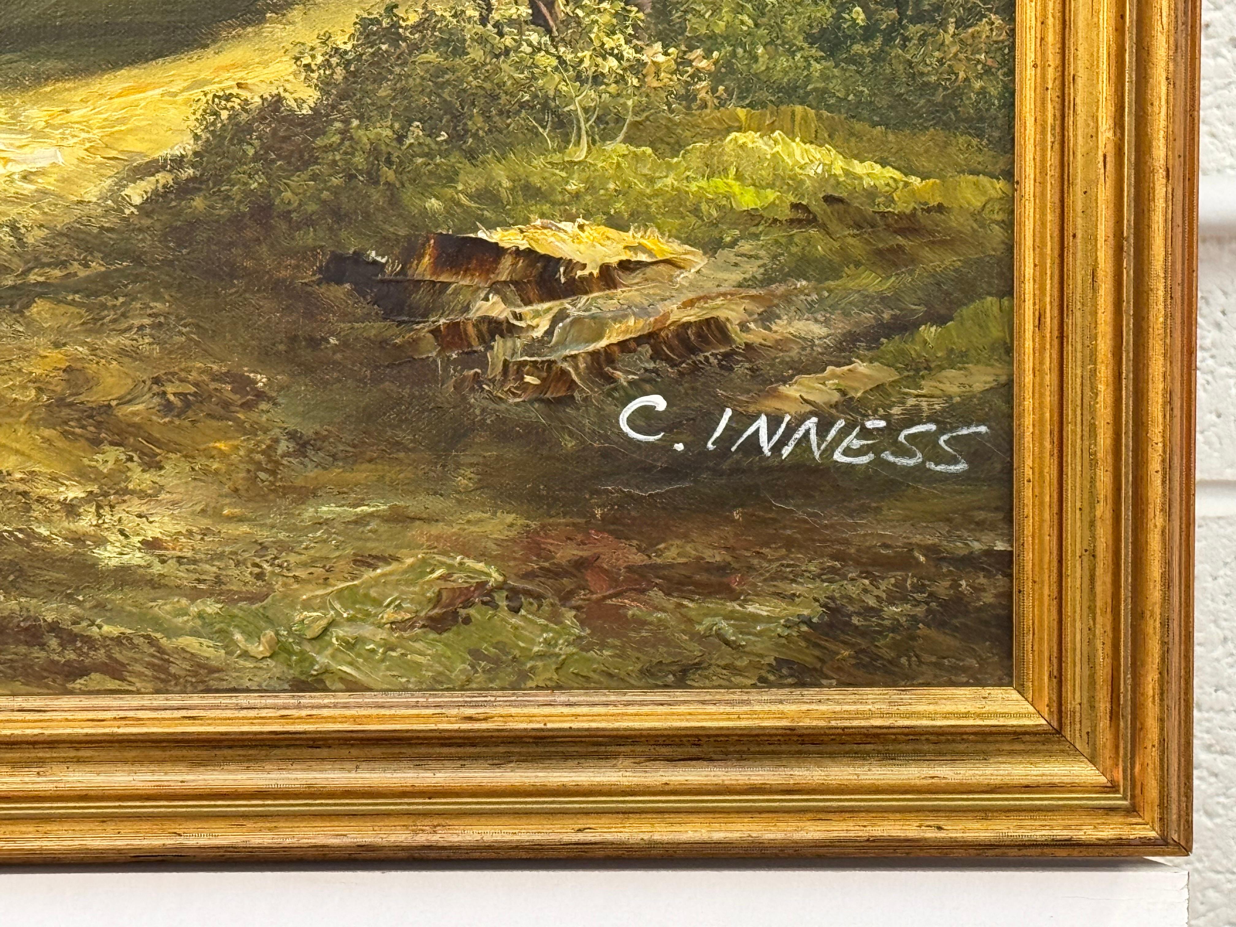 Paisaje forestal - un óleo antiguo de un artista estadounidense del siglo XIX en venta 2