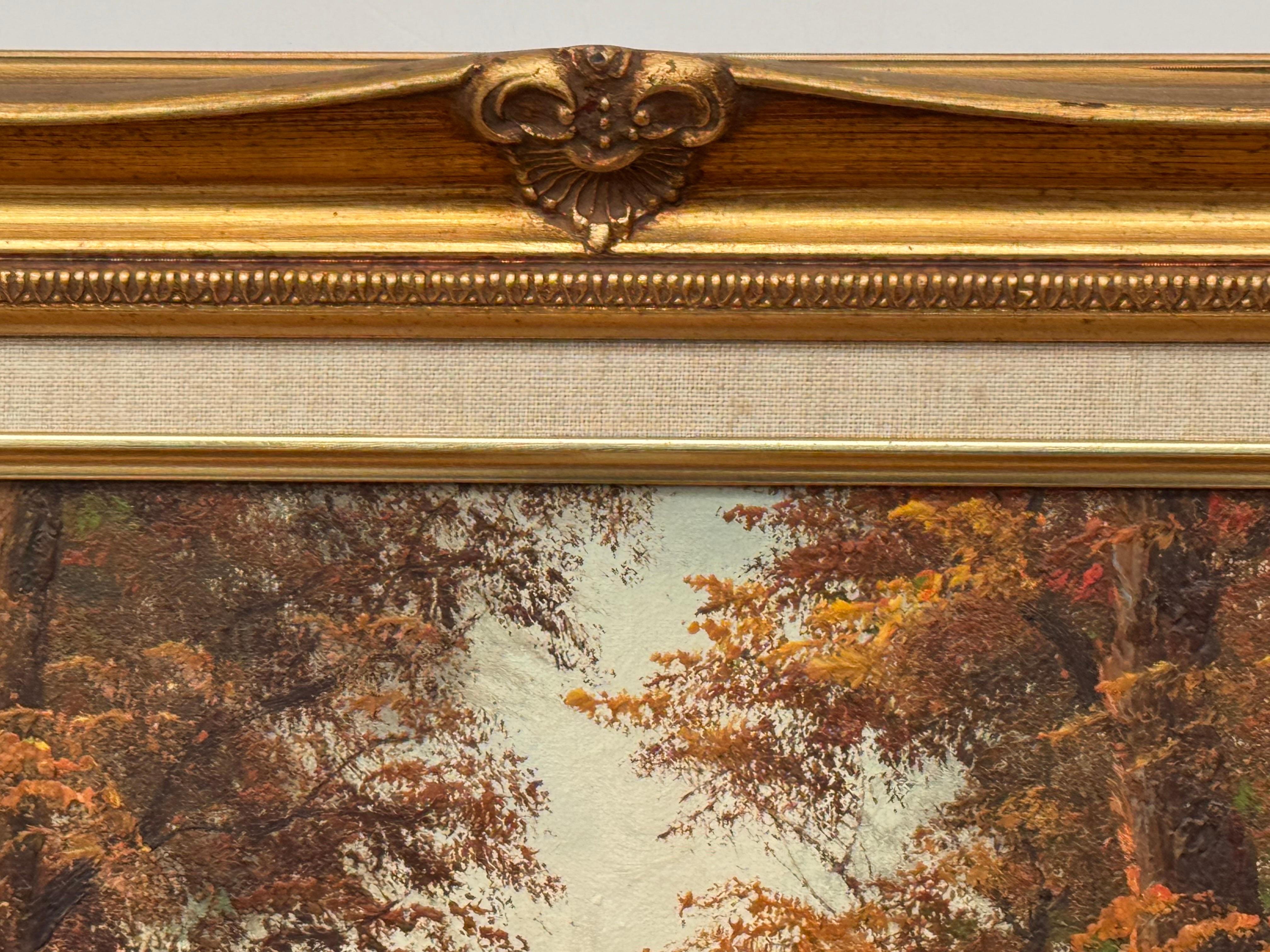 Paysage forestier - une peinture à l'huile ancienne de l'artiste américain du 19e siècle en vente 2