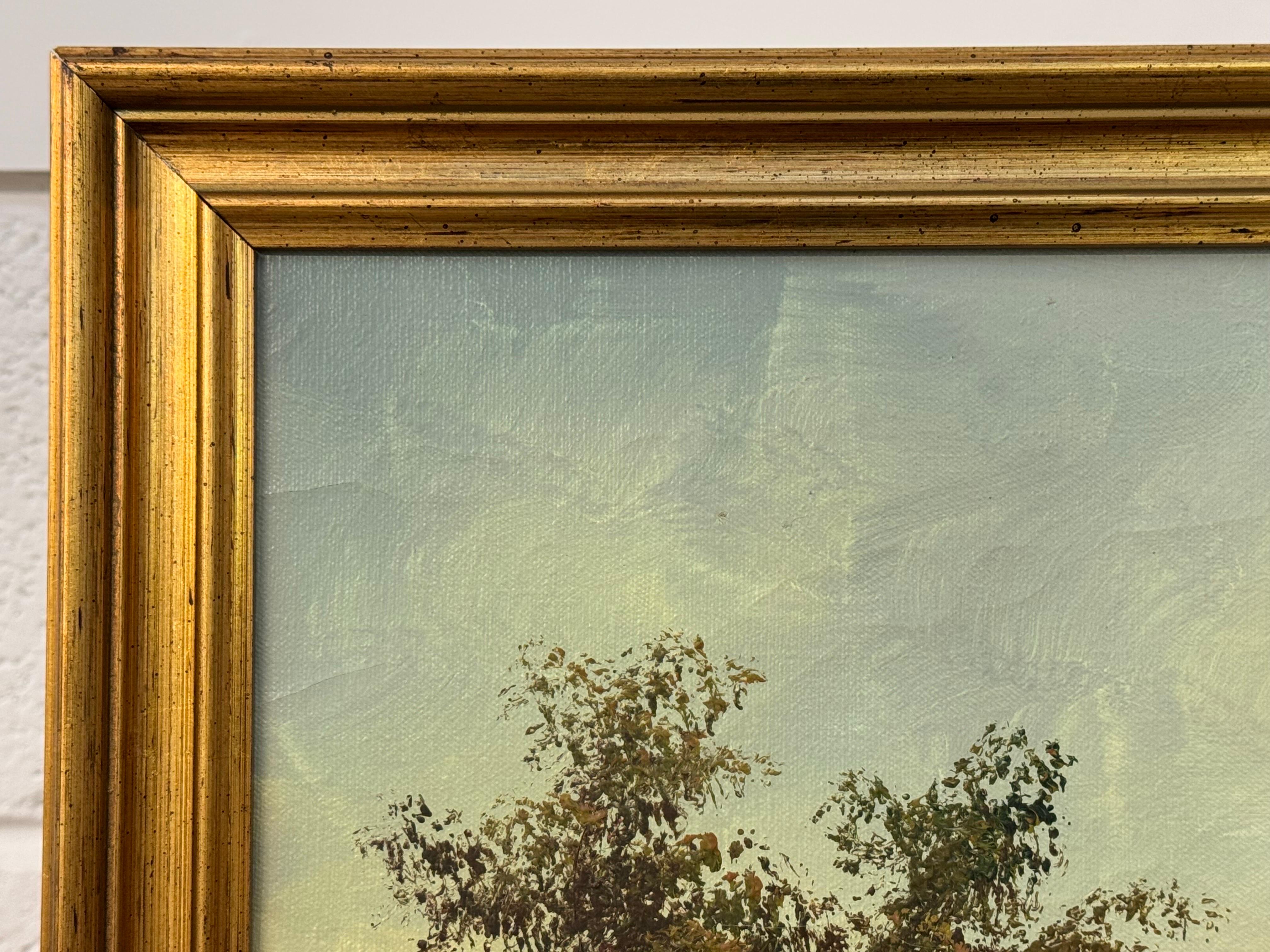 Paisaje forestal - un óleo antiguo de un artista estadounidense del siglo XIX en venta 3