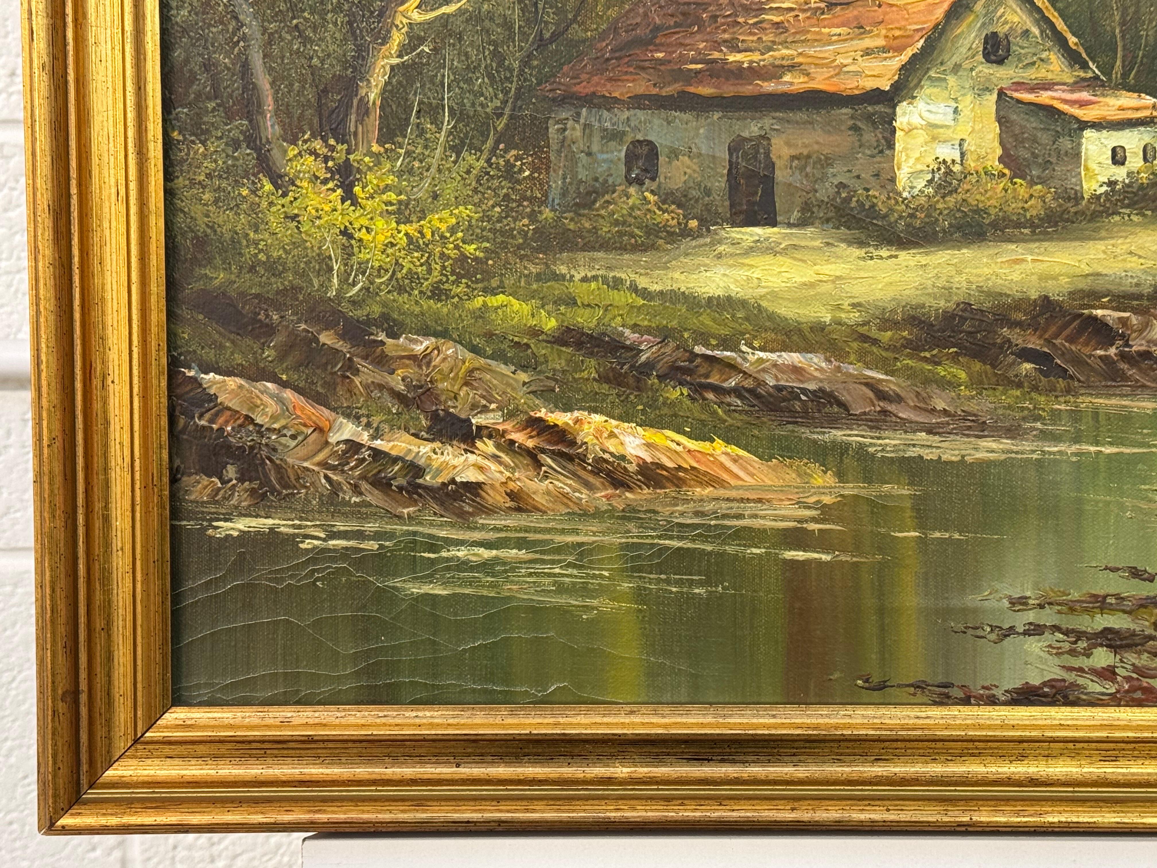 Paisaje forestal - un óleo antiguo de un artista estadounidense del siglo XIX en venta 4