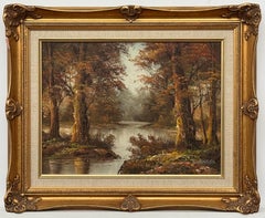Forest Landscape - an Antique Oil Painting by 19th Century American Artist