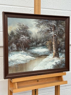 Winter Forest Landscape - Antique Oil Painting by 19th Century American Artist
