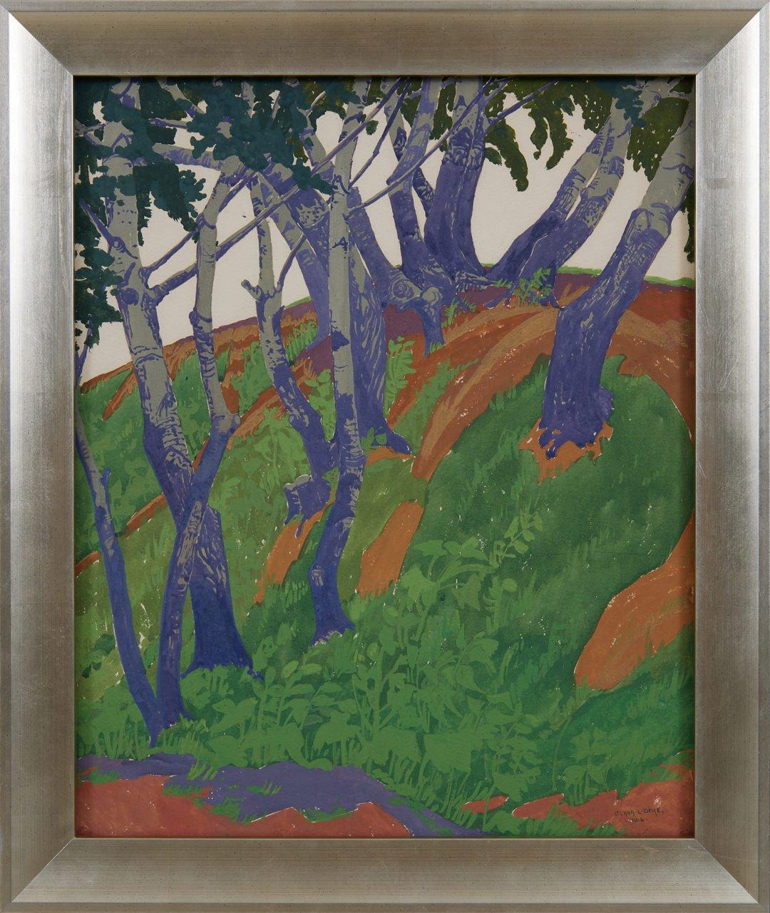 Hillside and Stream, early 20th century modernist Cleveland School painting - Painting by Clara Deike