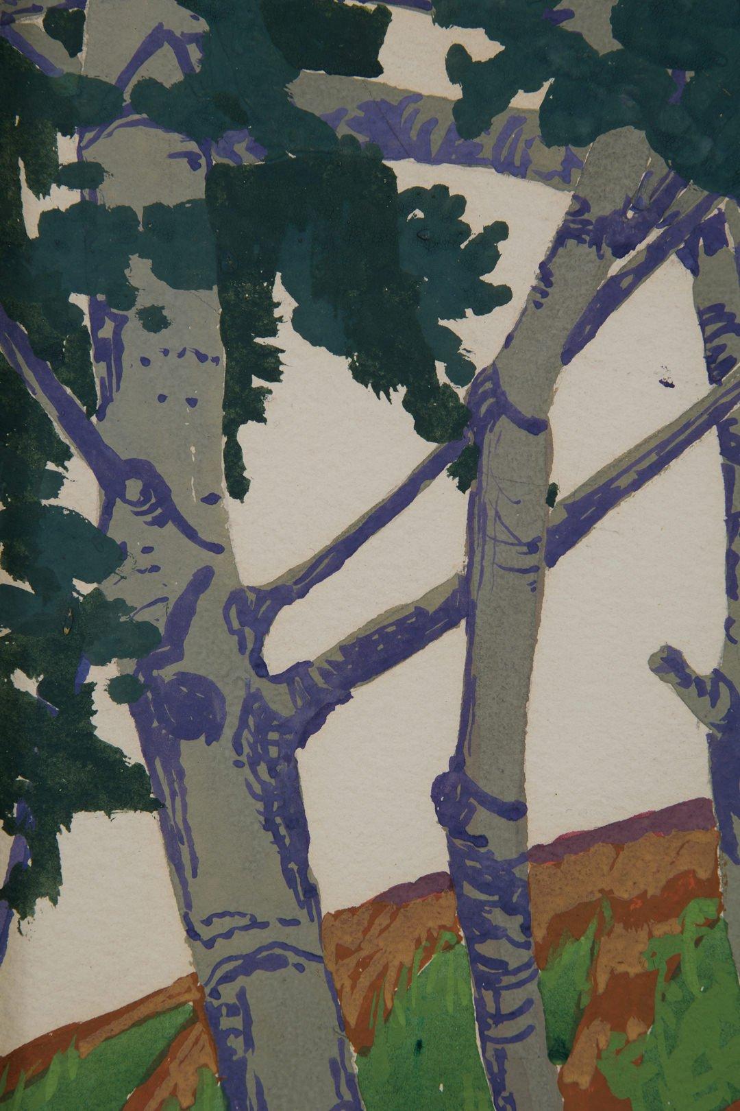 Hillside and Stream, early 20th century modernist Cleveland School painting - American Modern Painting by Clara Deike