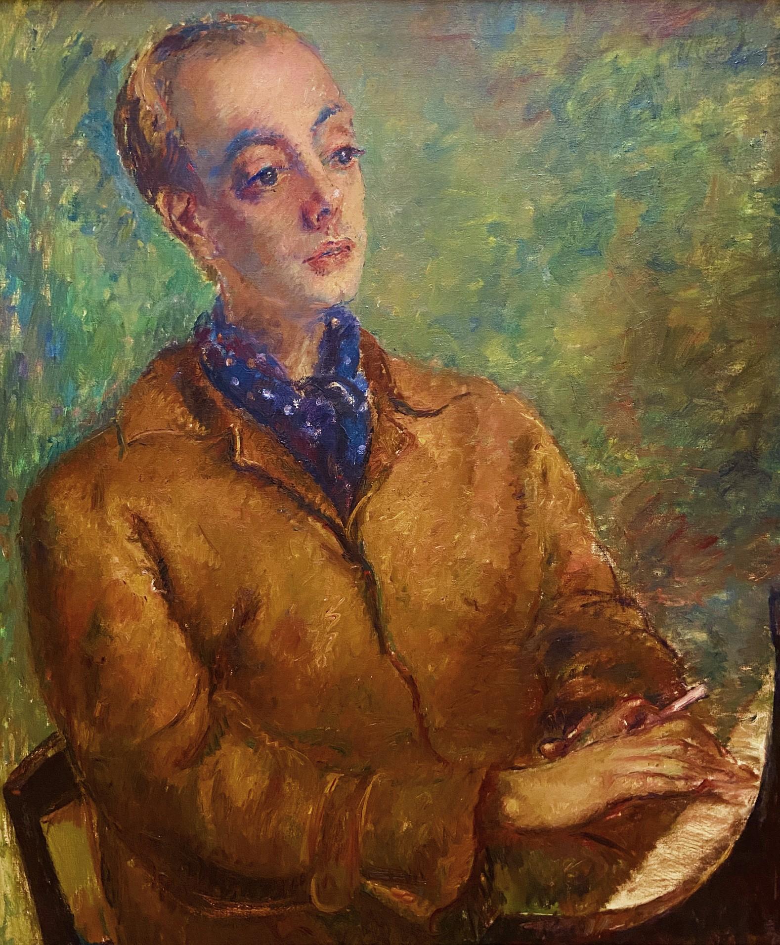 Portrait of Stanley Bate, 20th Century Musician  - Painting by Clara Klinghoffer