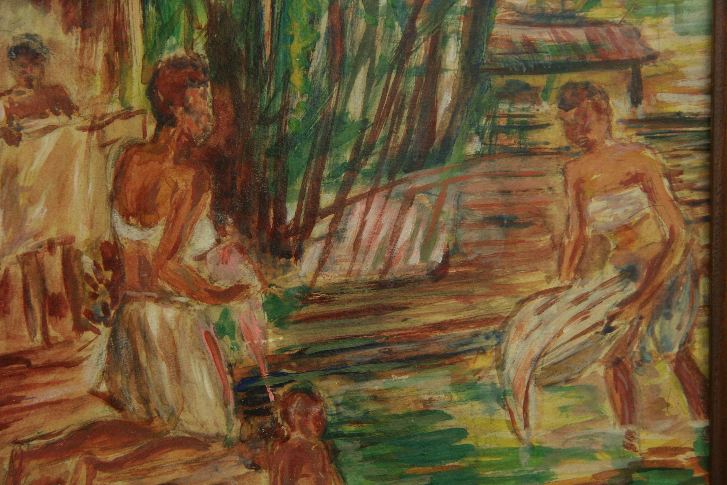 5-3601 Family bathers by the stream
Set in a vintage wood frame
Image size 9.5x7.5