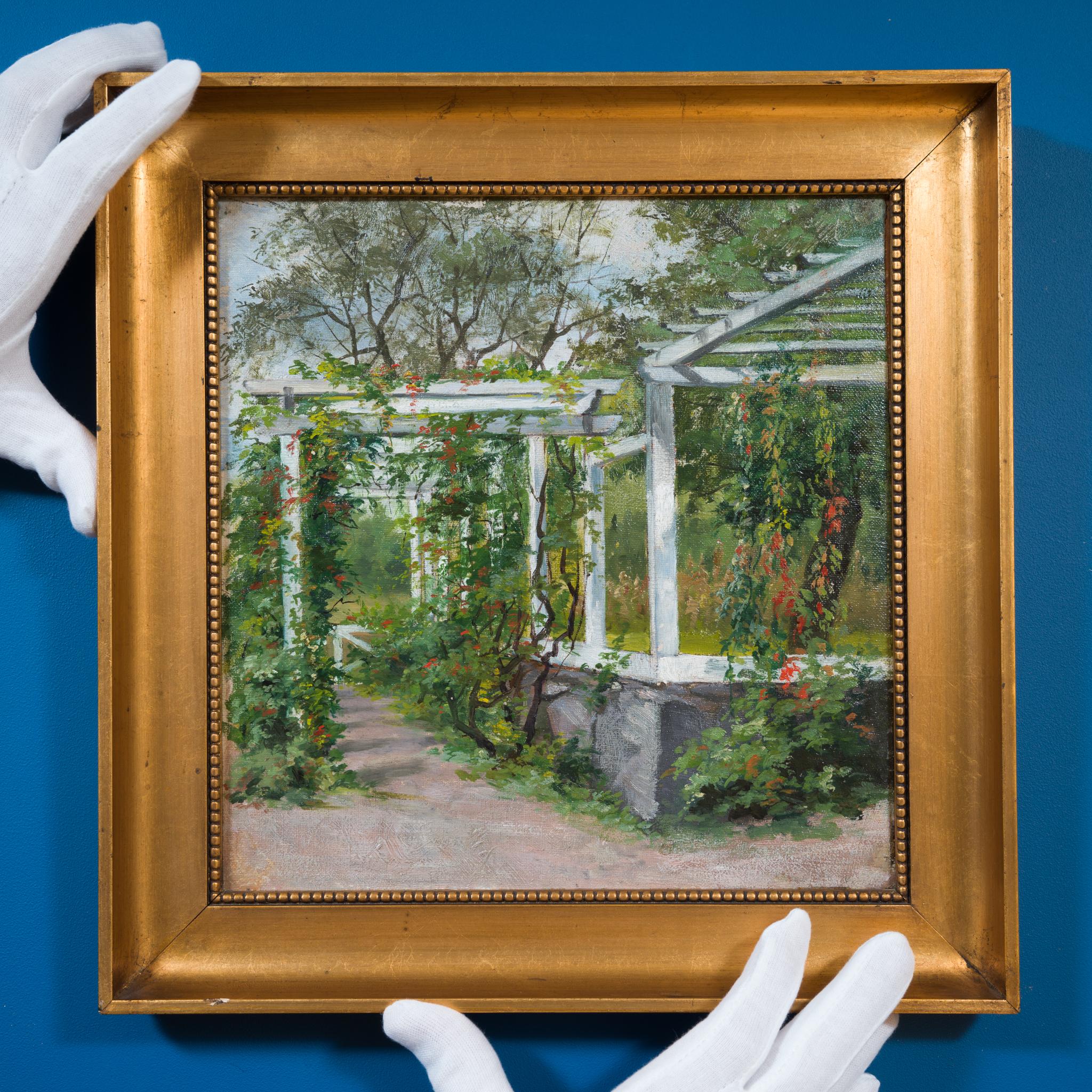 Garden Scene Called Pergola Noor by Female Artist Clara Löfgren For Sale 1