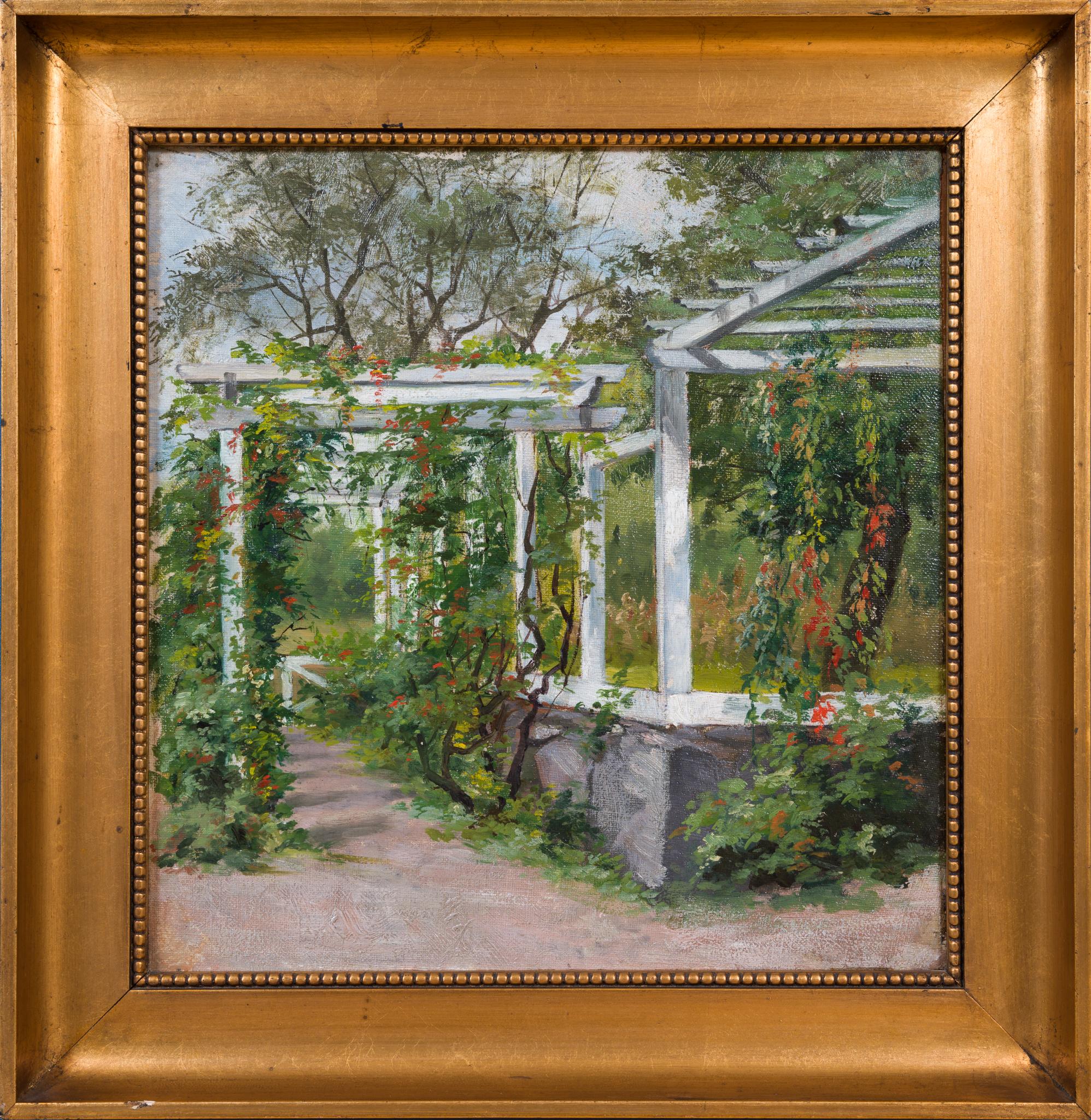 Garden Scene Called Pergola Noor by Female Artist Clara Löfgren For Sale 3