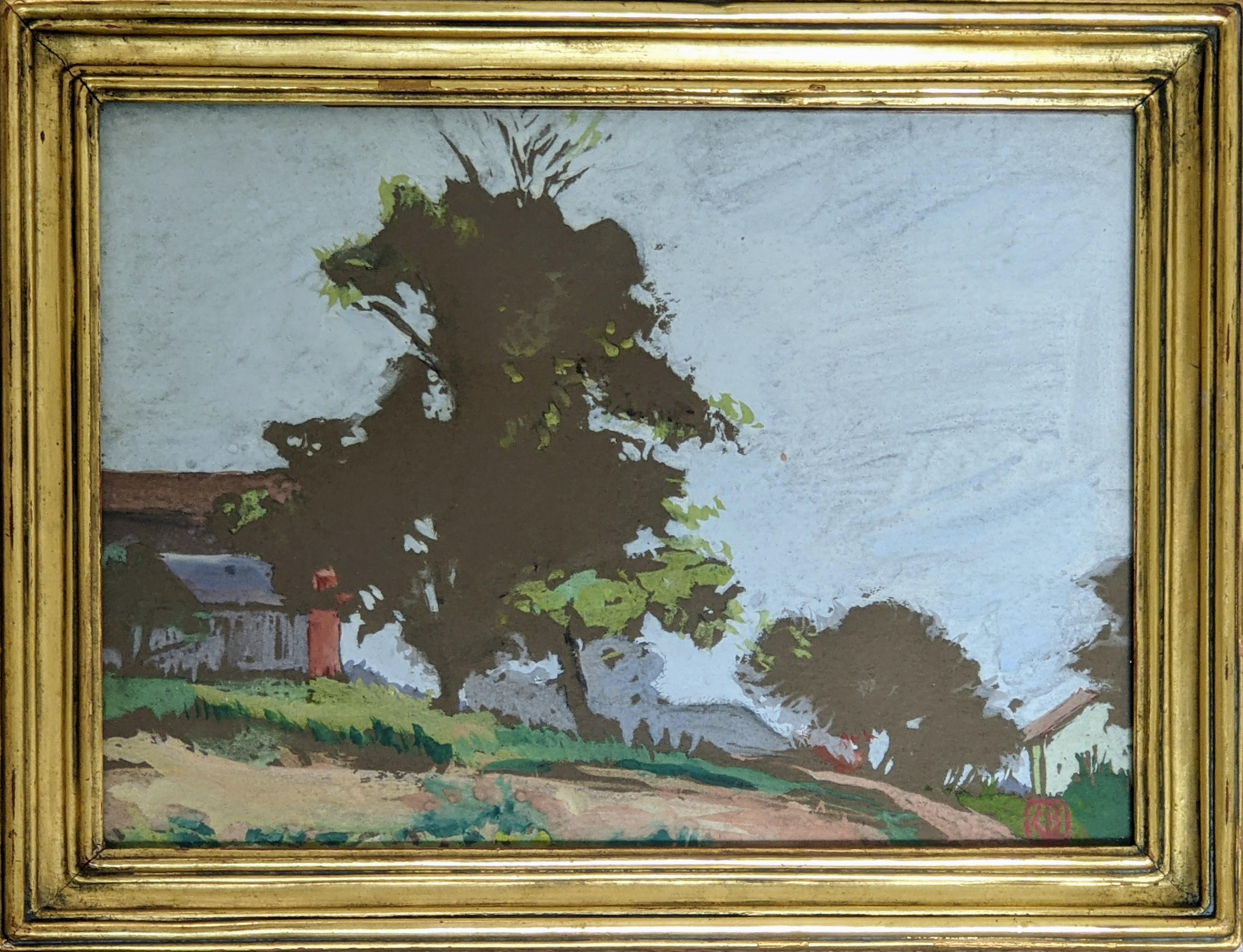 « House on a Hill », Clara Bell, paysage d'artiste féminine, impressionnisme américain - Painting de Clara Louise Bell