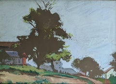 « House on a Hill », Clara Bell, paysage d'artiste féminine, impressionnisme américain