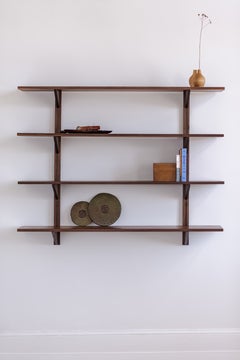 Clara Modular Wall Shelving Unit  Solid Wood Bookcase & Record Storage