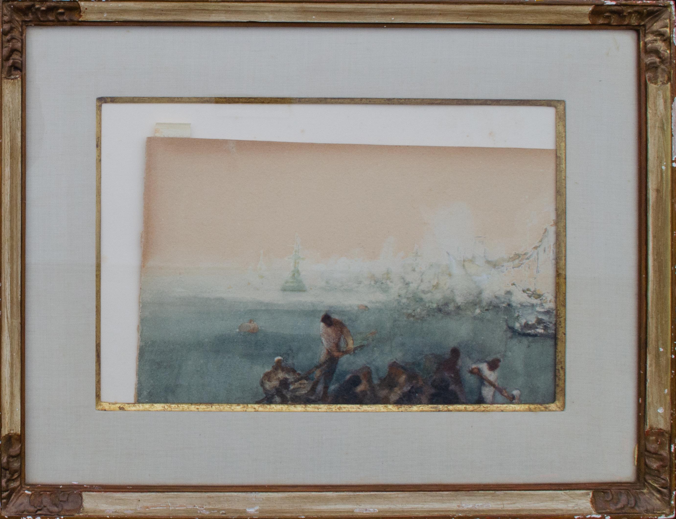 Clara Montalba Figurative Art – 1919 Venezianischer Kanal Aquarell von Clara Motalba