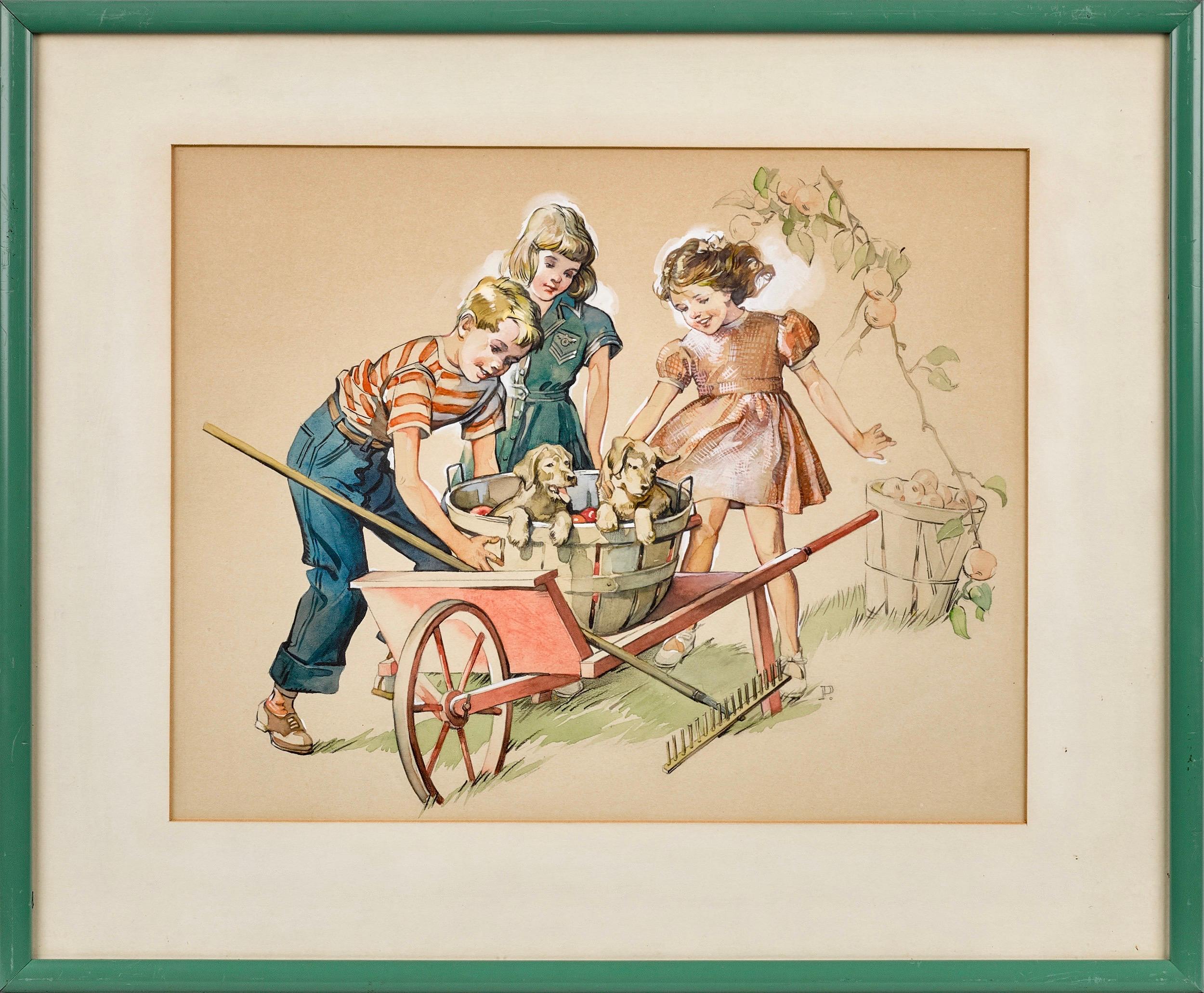 Loading the Wagon - Painting by Clara Peck