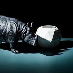 Porcelain Rhinocerous Clara, 18th Century design, black bisque, Nymphenburg