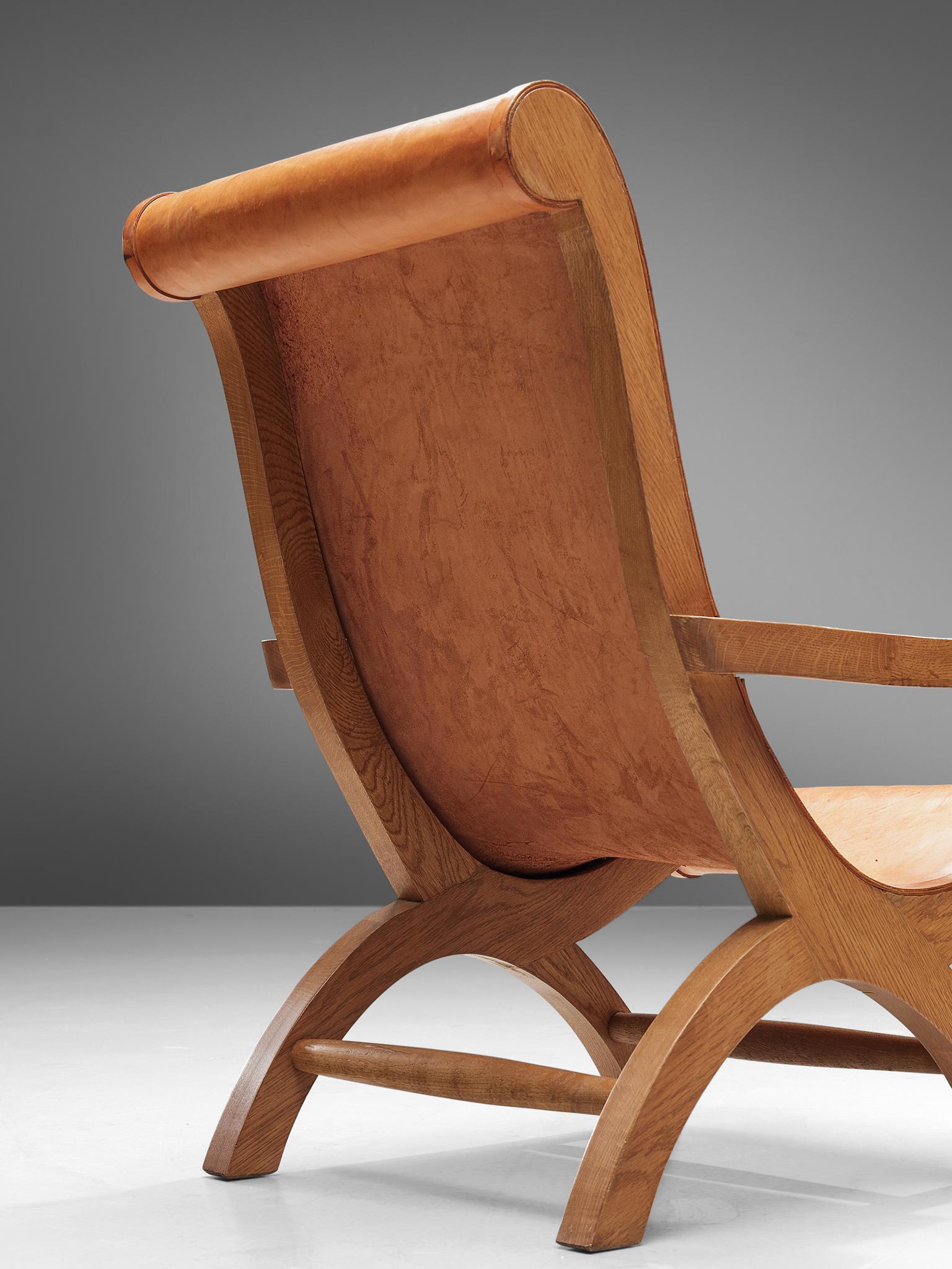 Mid-20th Century Clara Porset  'Butaque' Chairs in Cognac Leather