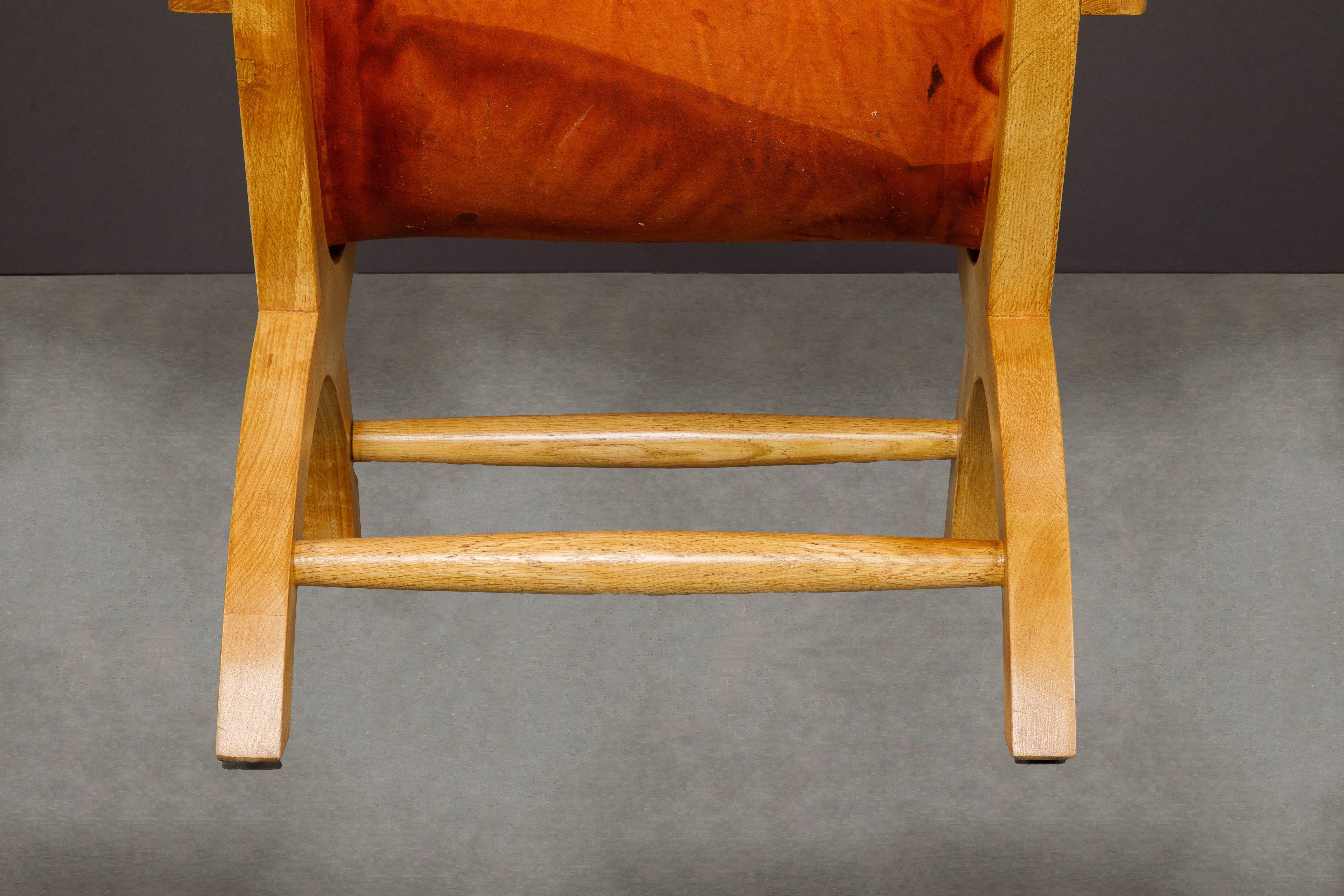 Clara Porset Patinated Leather and Cypress 'Butaque' Armchair, Mexico, c. 1947  6