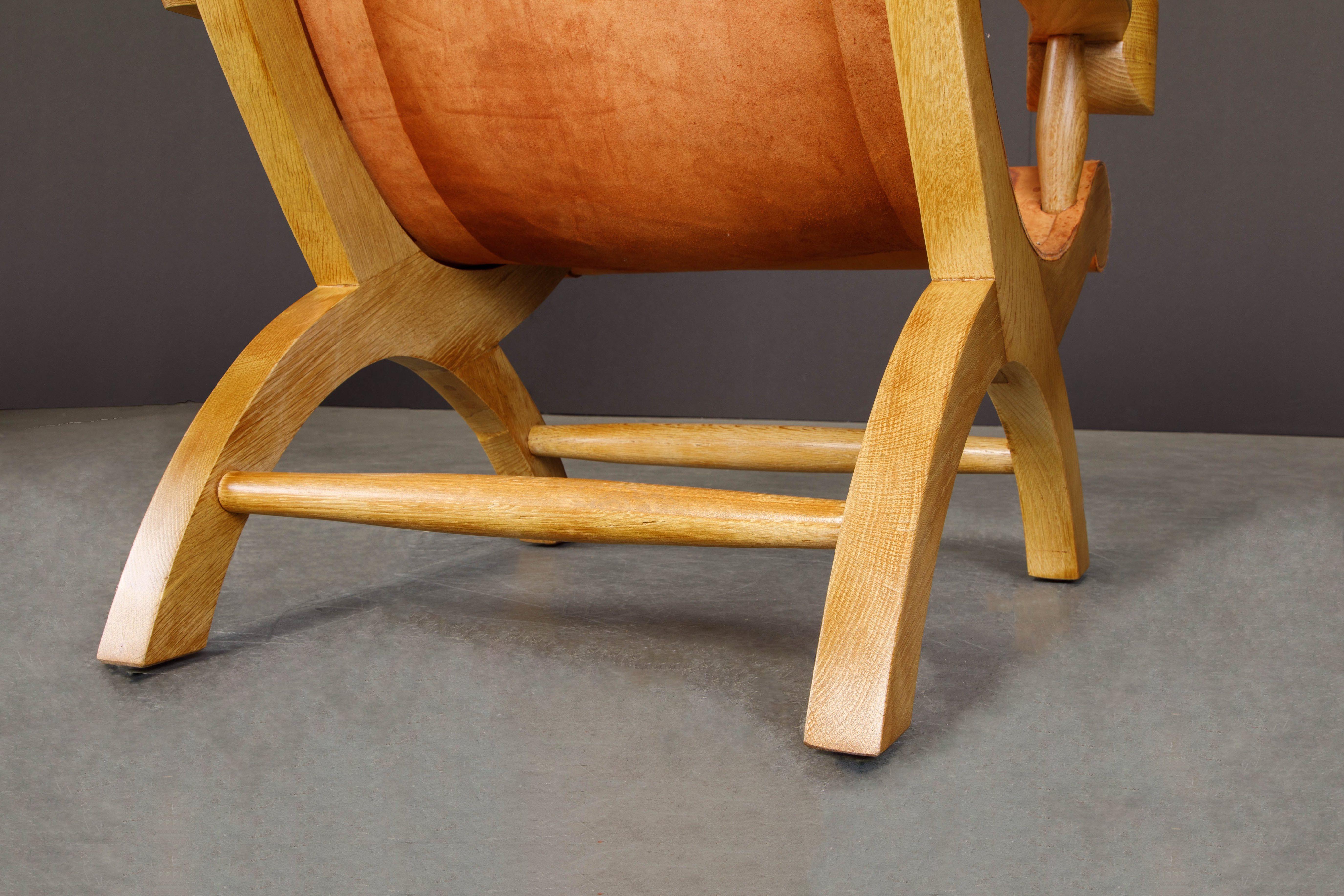 Clara Porset Patinated Leather and Cypress 'Butaque' Armchair, Mexico, c. 1947  2