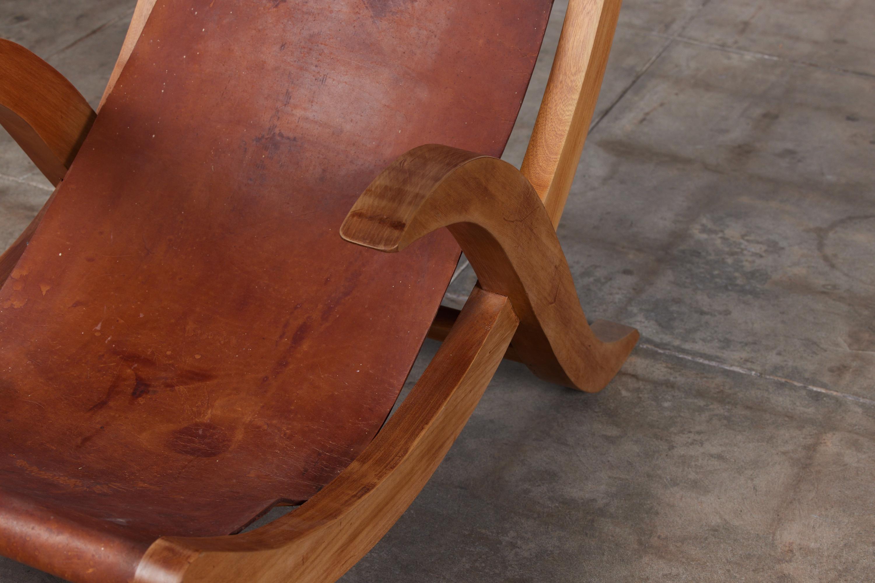 Leather Clara Porset Style Butaque Chair
