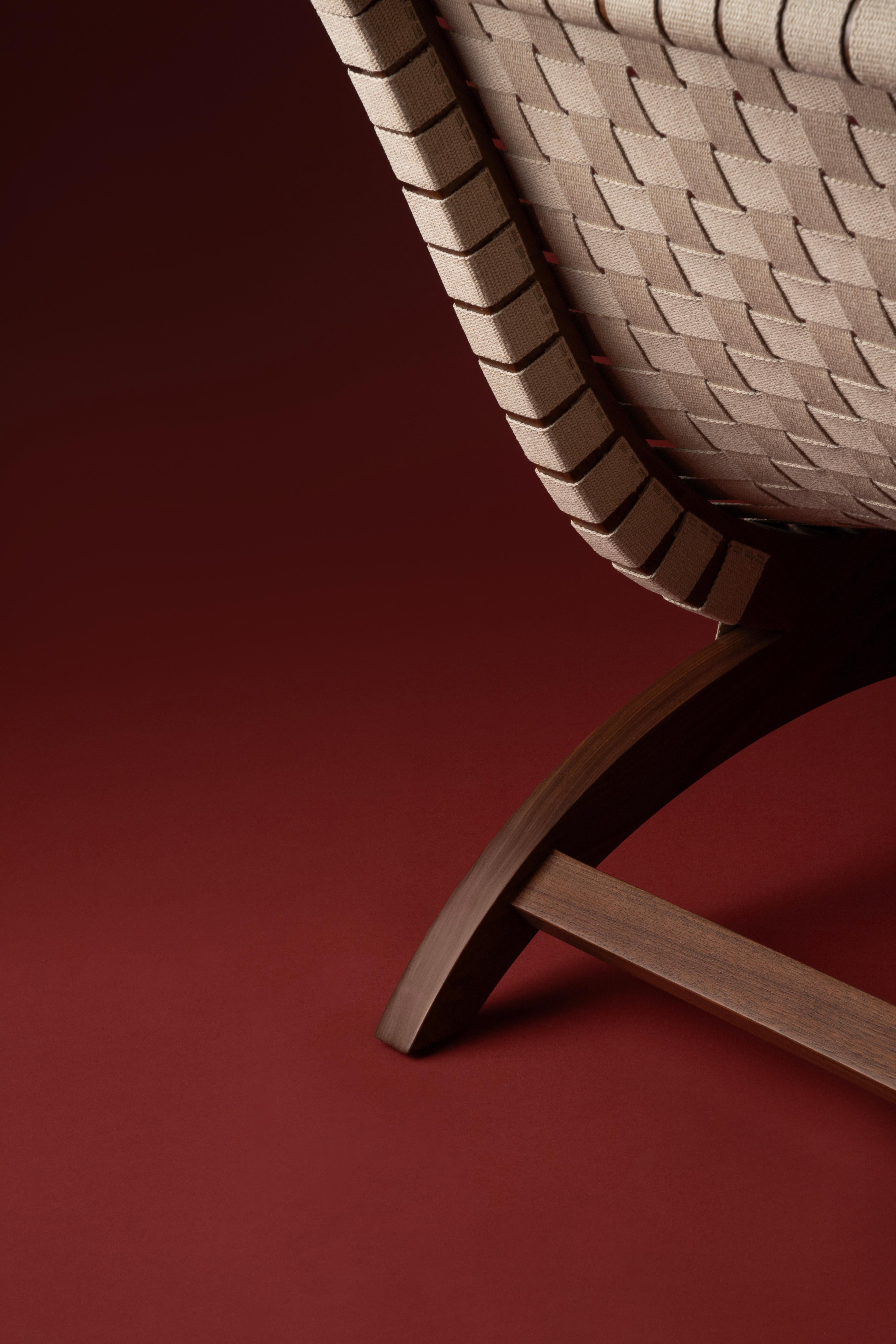 Clara Porset's Mexican Walnut & Hemp Butaque Chair, lizenzierte Neuauflage von Luteca im Angebot 5