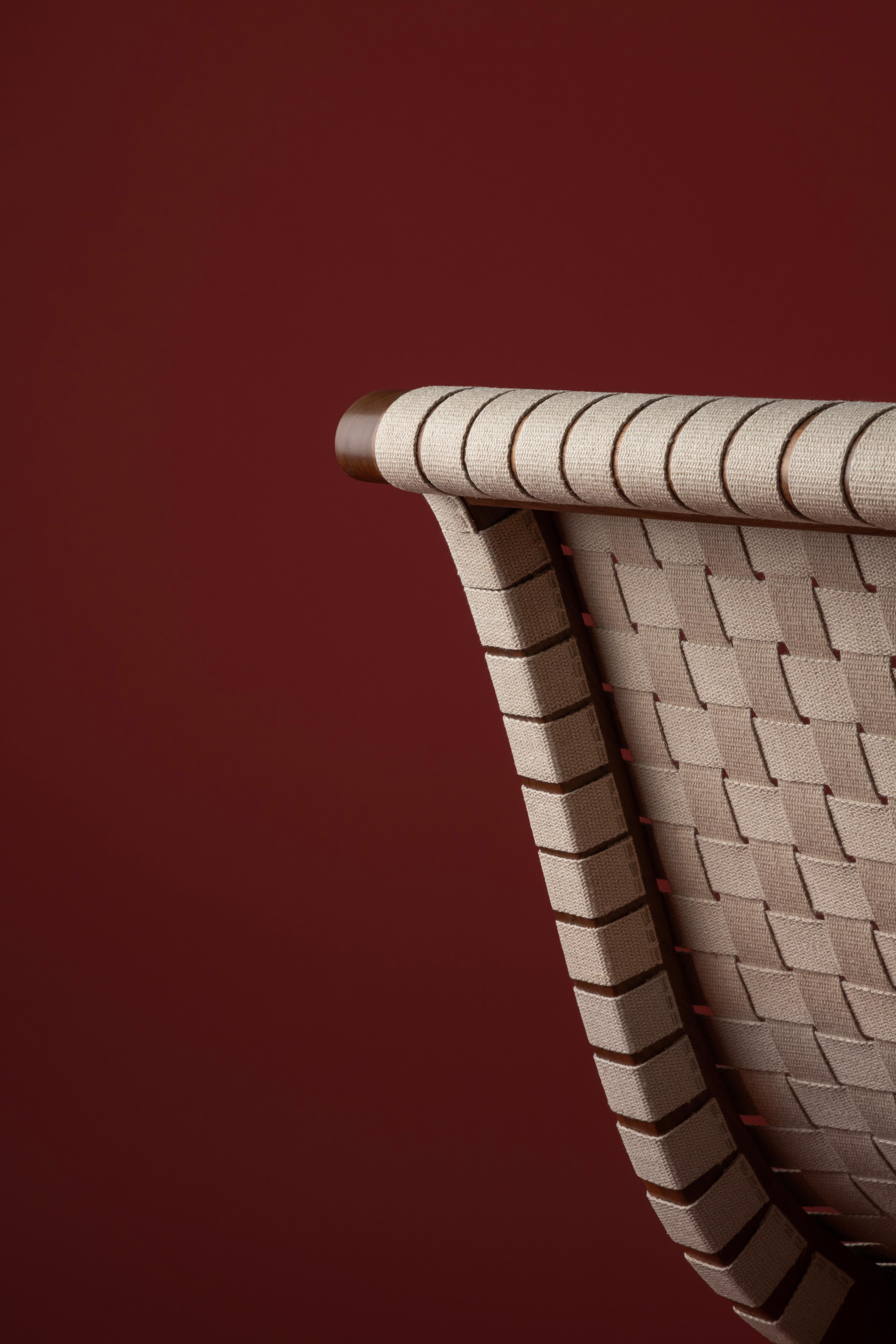 Clara Porset's Mexican Walnut & Hemp Butaque Chair, lizenzierte Neuauflage von Luteca im Angebot 6