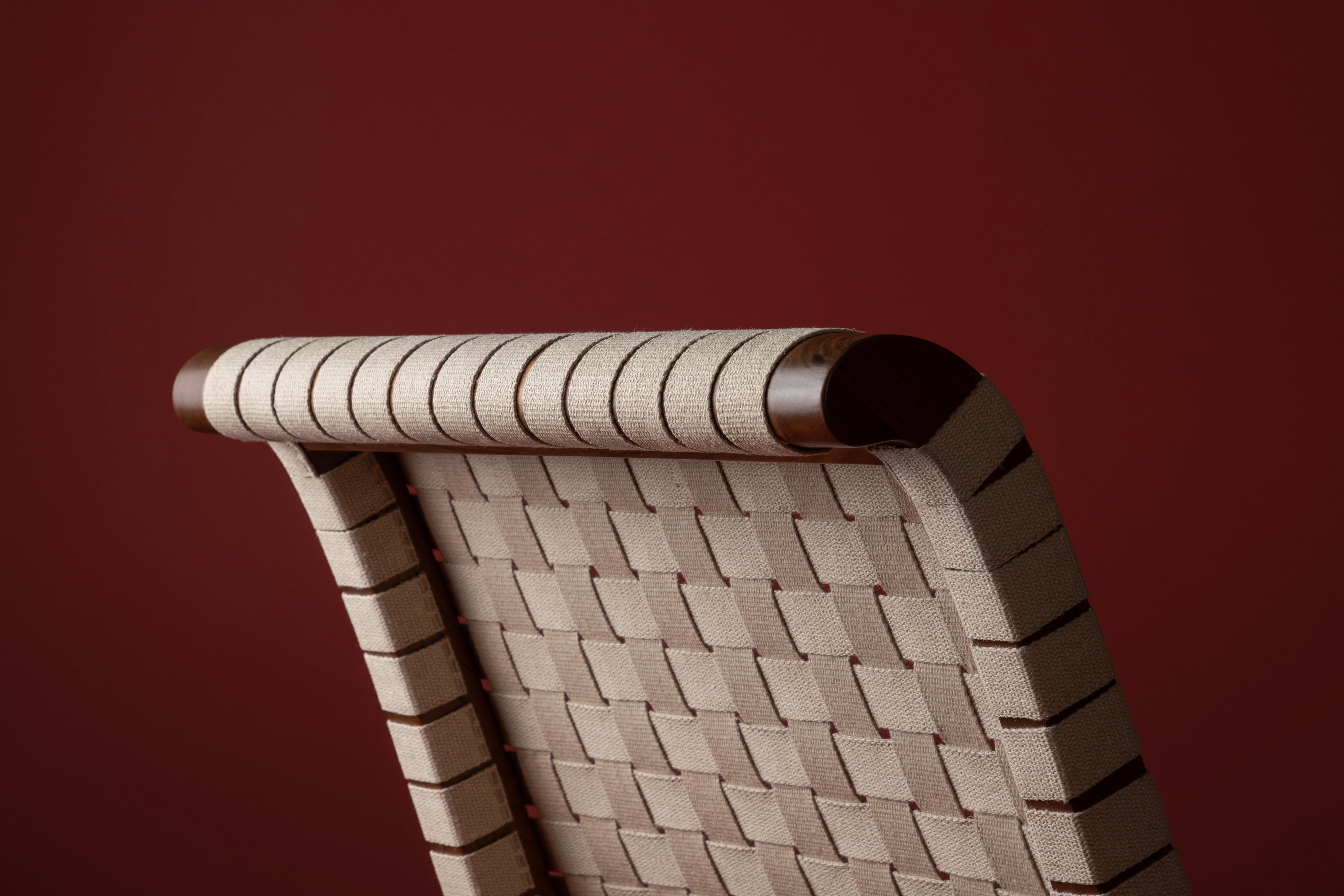 Clara Porset's Mexican Walnut & Hemp Butaque Chair, lizenzierte Neuauflage von Luteca im Angebot 7