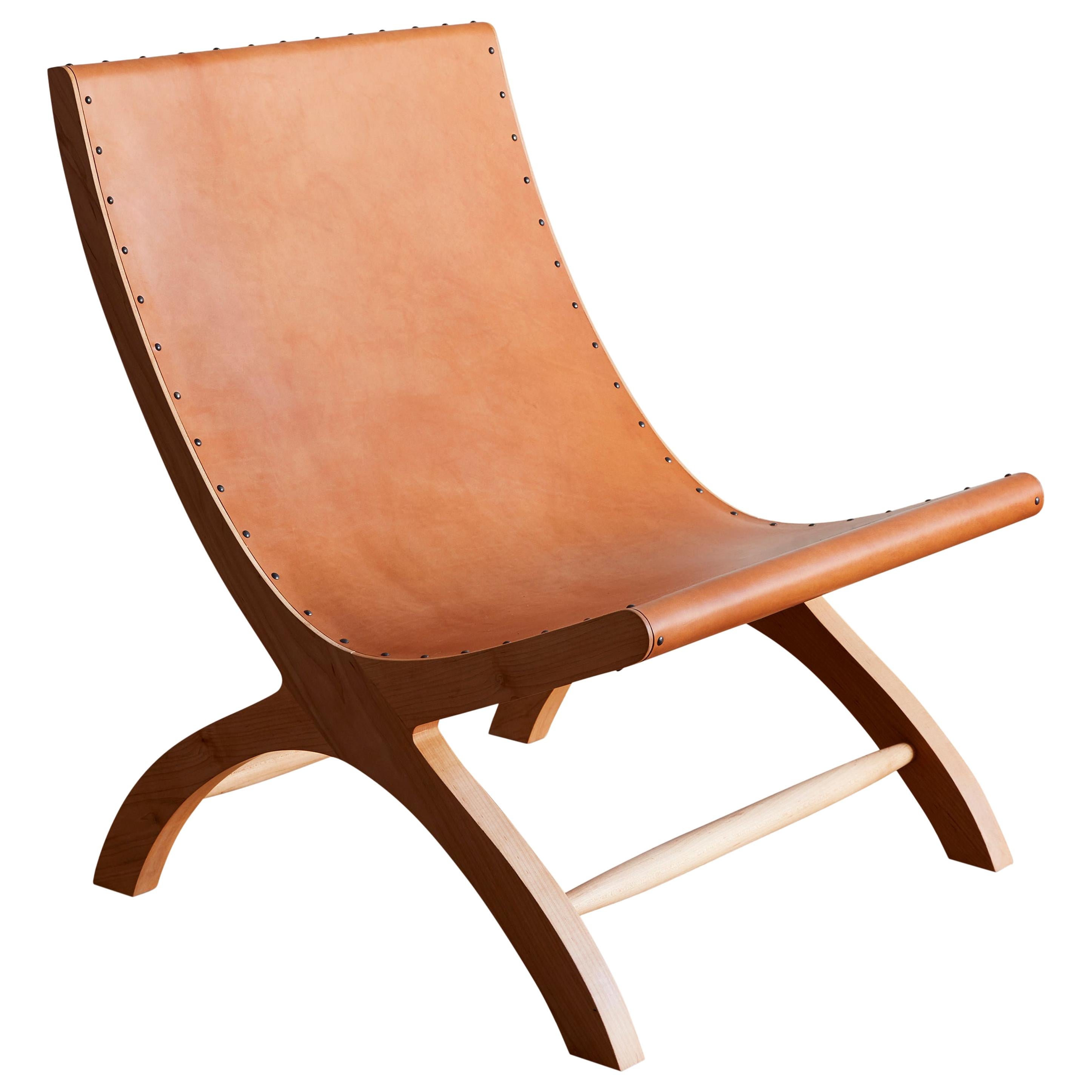 Clara Porset's Wood and Hide Butaque Chair, Licensed Reedition by Luteca